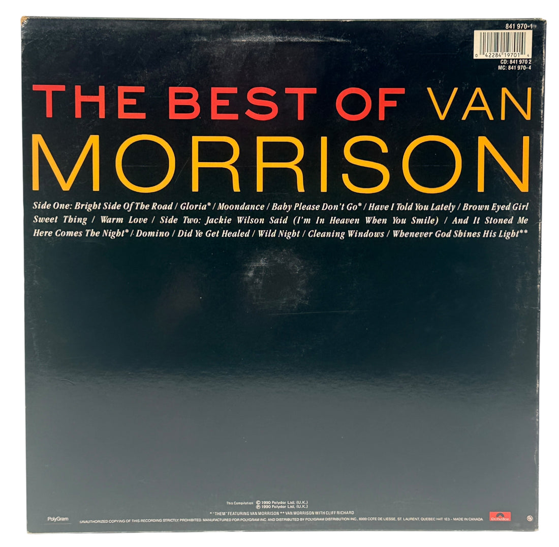 1990 Van Morrison Best Of vinyl LP Polydor Canadian pressing. Classic hits compilation with lyric sleeve. VG+ vinyl, VG sleeve, solid collector copy.