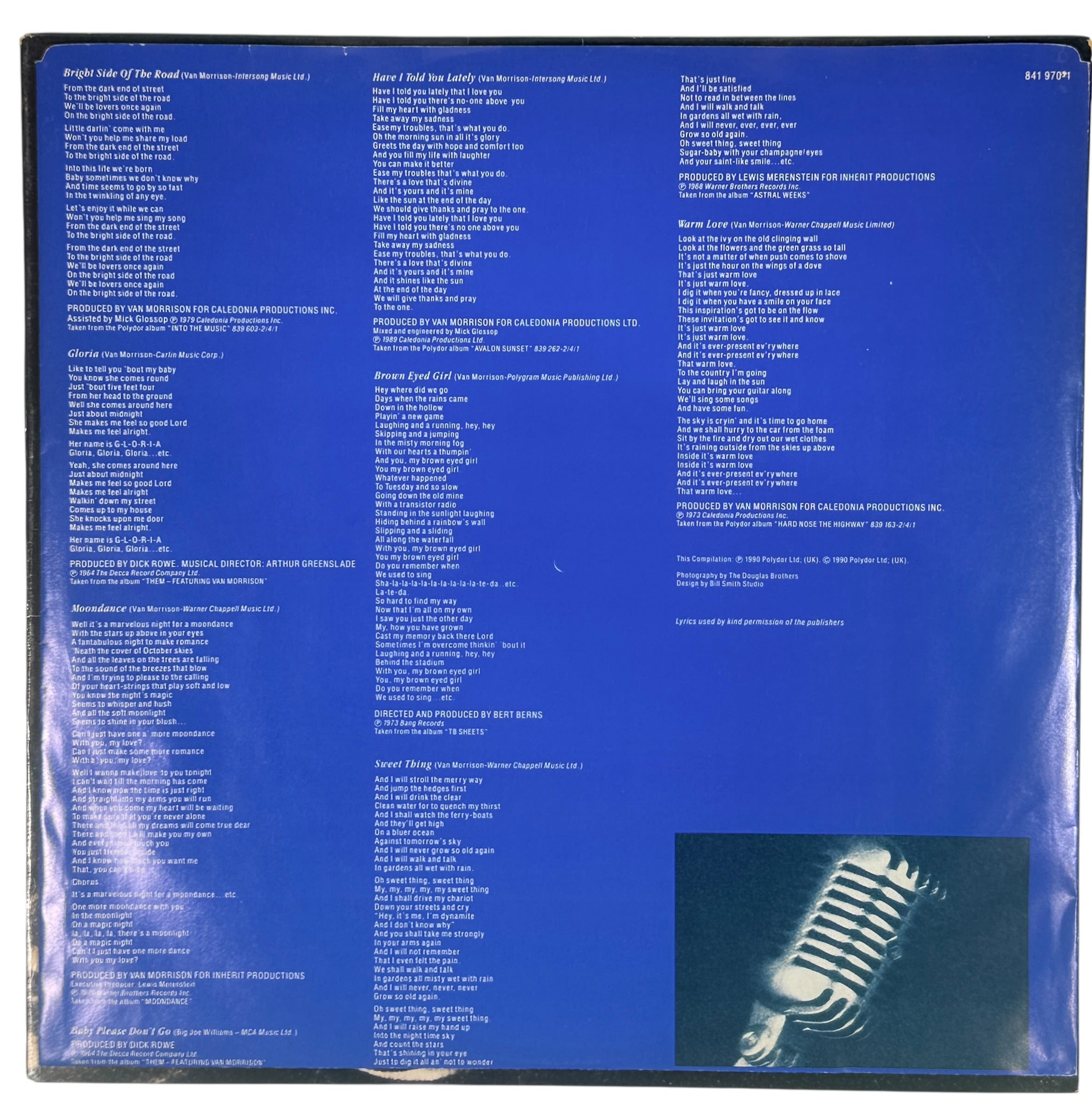 1990 Van Morrison Best Of vinyl LP Polydor Canadian pressing. Classic hits compilation with lyric sleeve. VG+ vinyl, VG sleeve, solid collector copy.