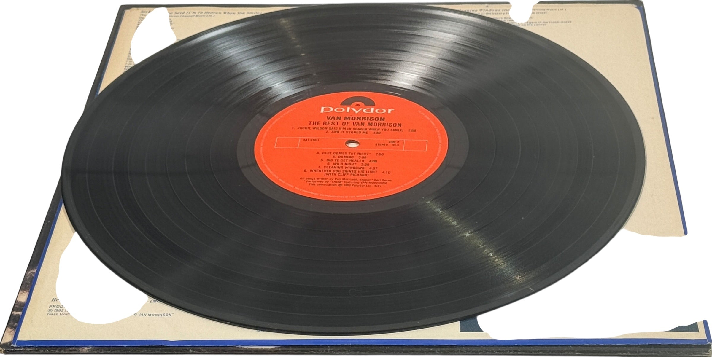 1990 Van Morrison Best Of vinyl LP Polydor Canadian pressing. Classic hits compilation with lyric sleeve. VG+ vinyl, VG sleeve, solid collector copy.