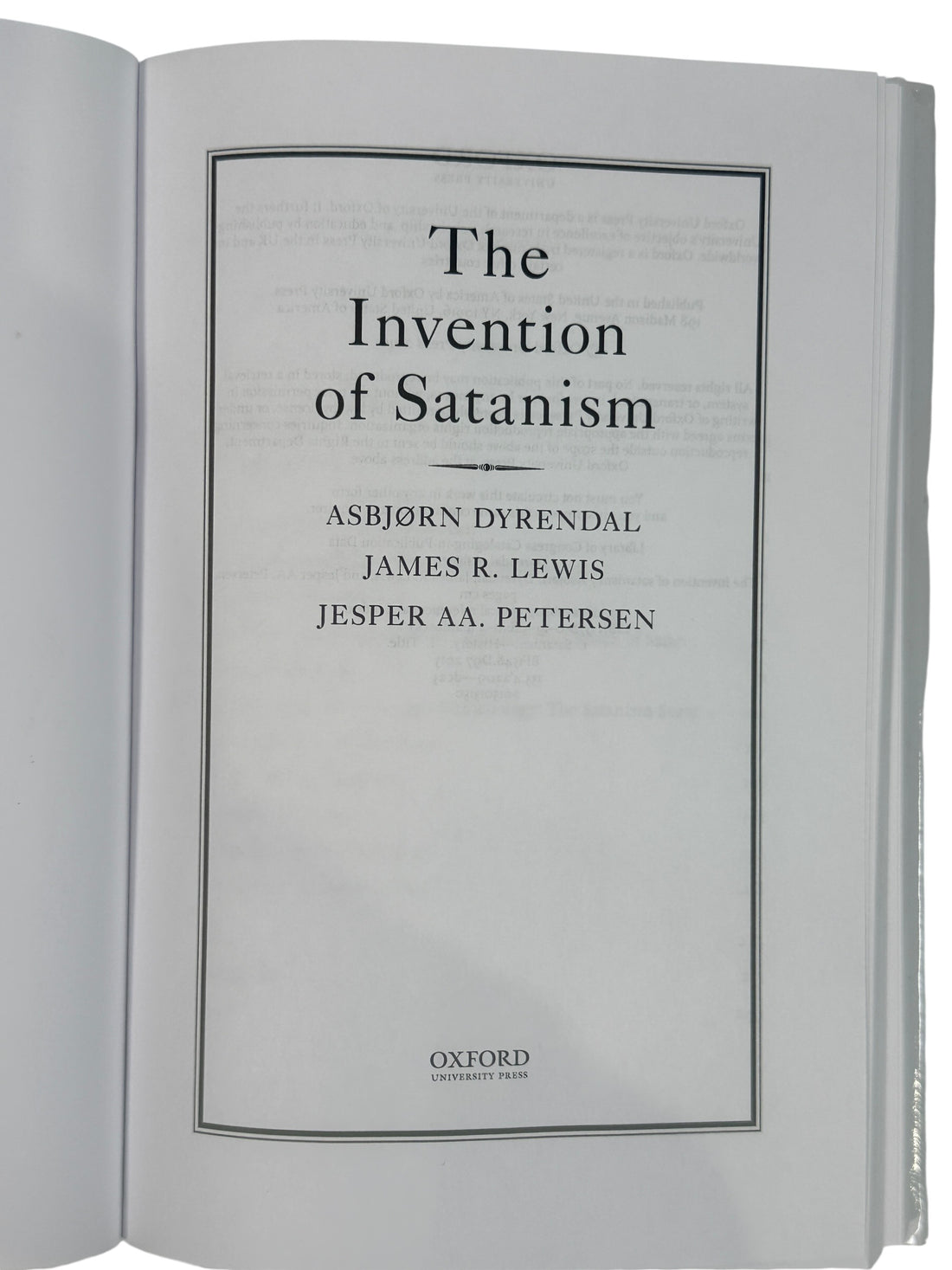 Oxford hardcover The Invention of Satanism 2016 academic religion study. Clean used copy with dust jacket, ideal for research or cultural studies