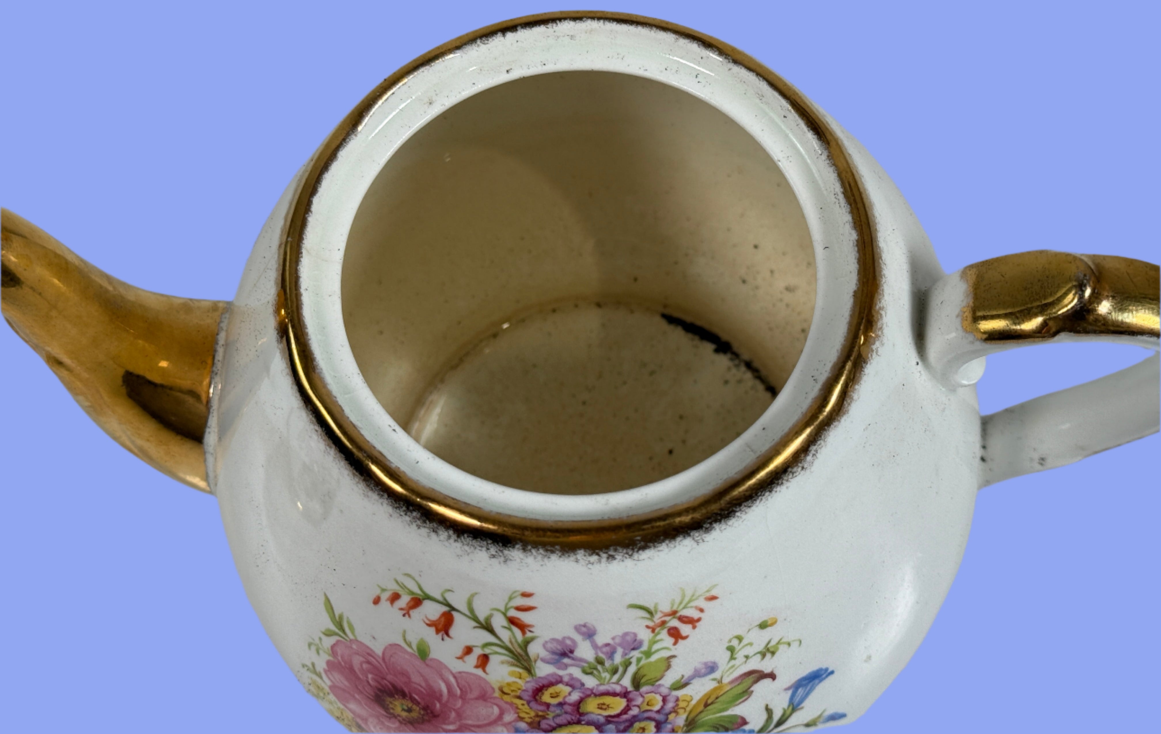 Vintage Windsor Bone China Teapot – England – Floral & Gold Trim – Mid-Century