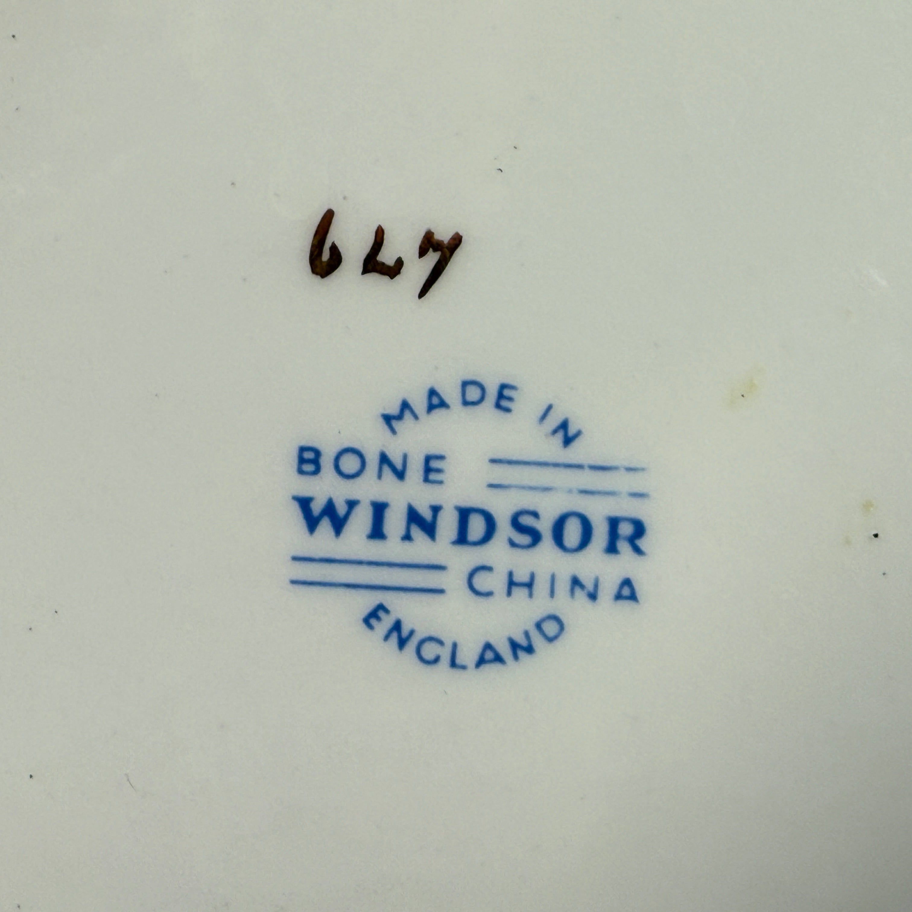 Stylized 'Made in Bone Windsor China England' mark on a white background
