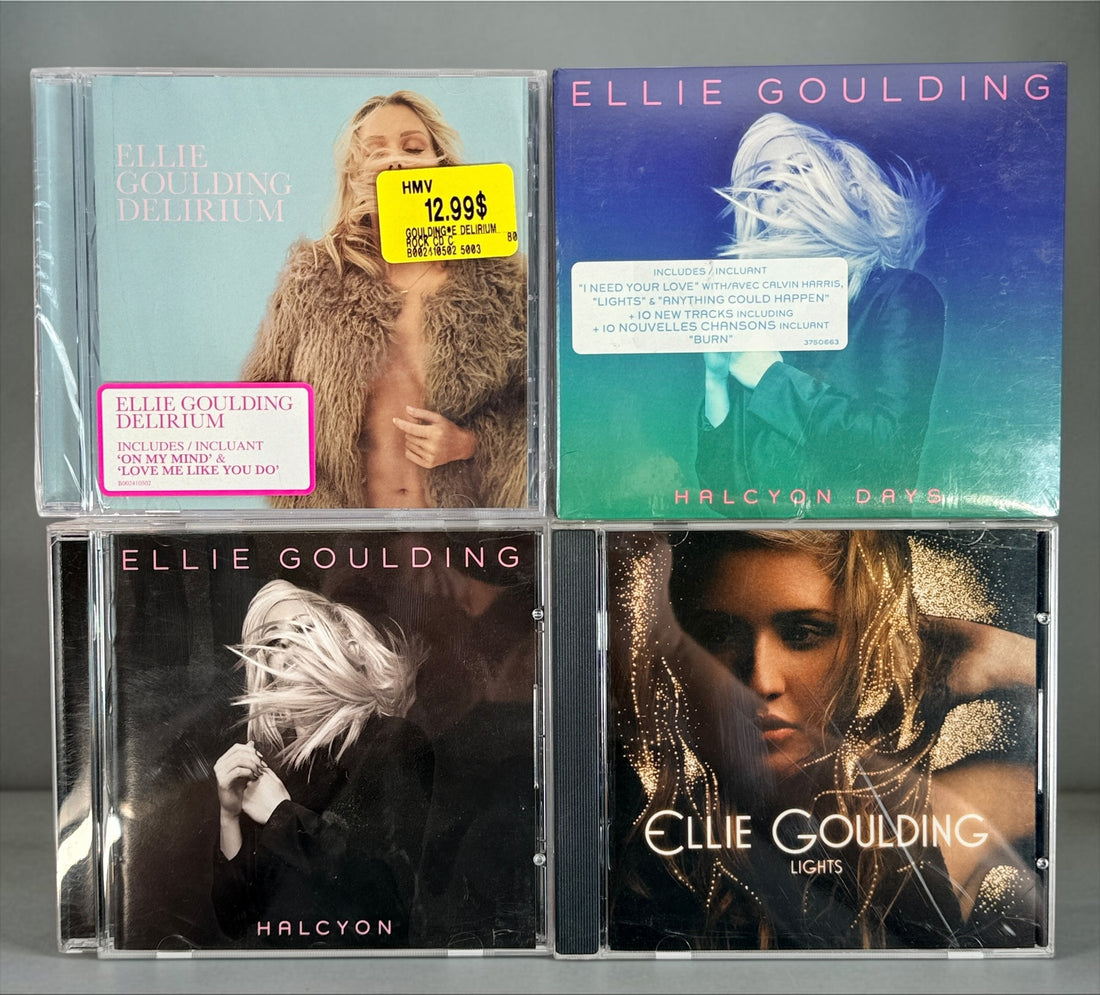 Ellie Goulding 4-album CD collection with Lights, Halcyon, sealed Halcyon Days and Delirium. Original HMV and promotional stickers included.