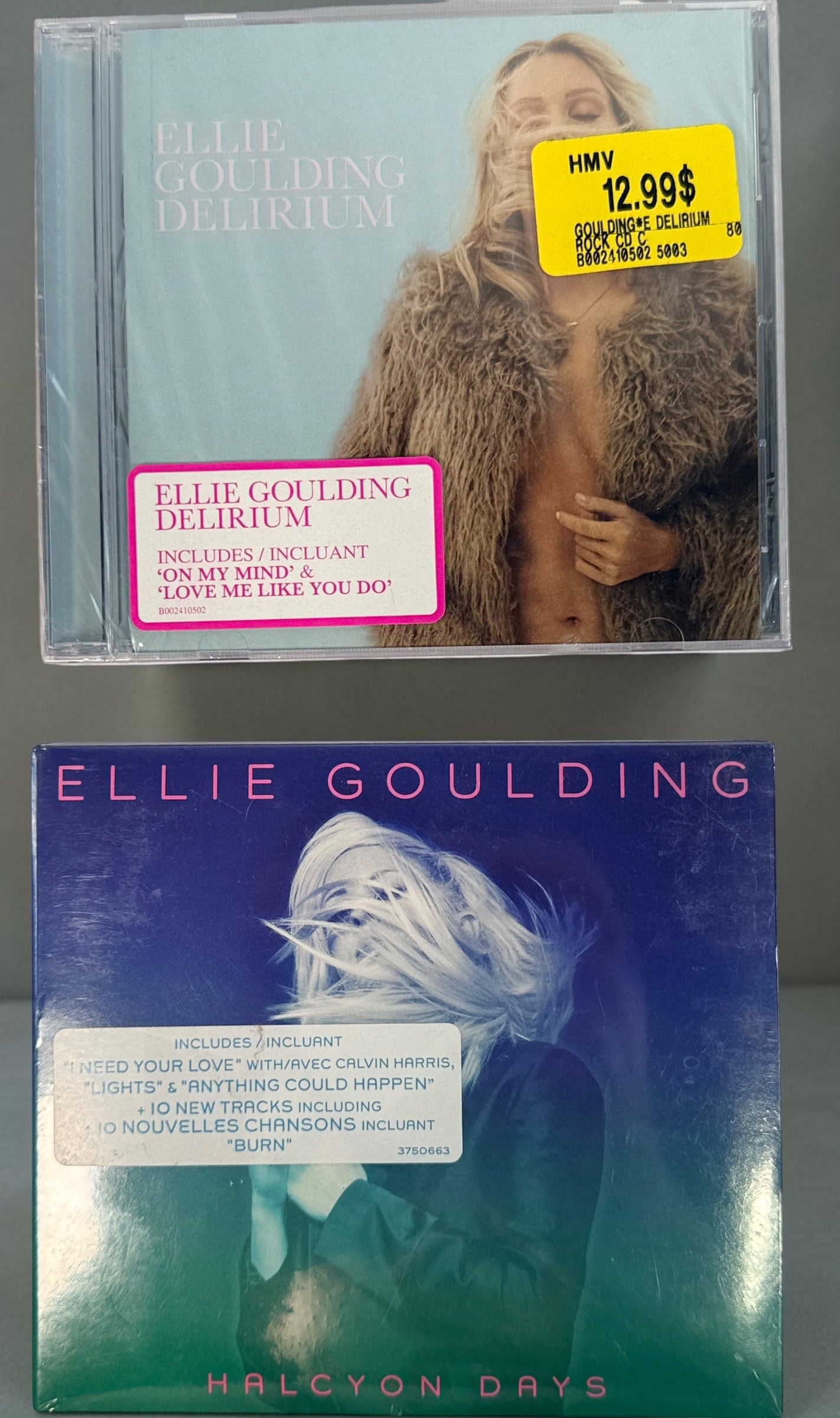 Ellie Goulding 4-album CD collection with Lights, Halcyon, sealed Halcyon Days and Delirium. Original HMV and promotional stickers included.