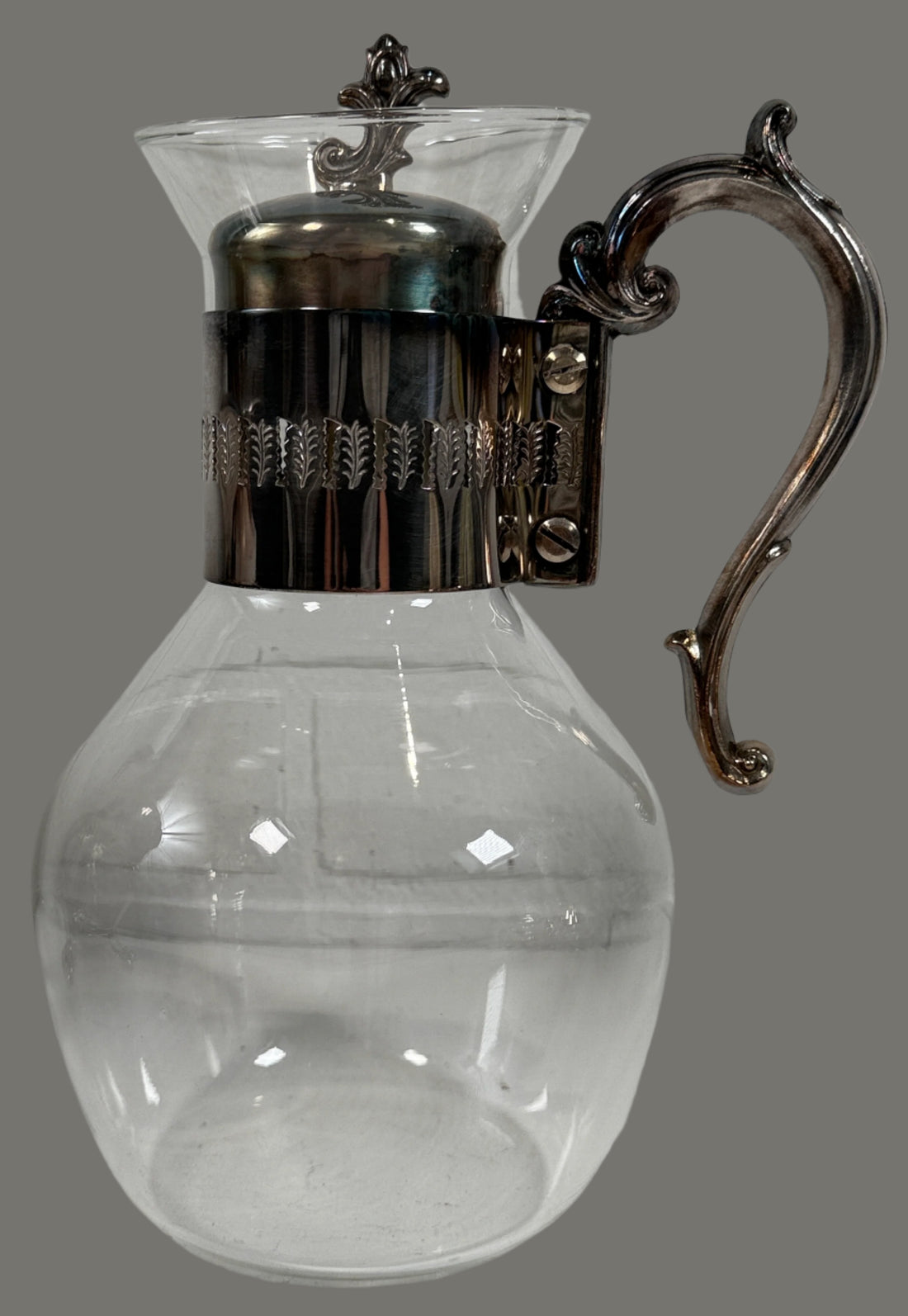 F.B. Rogers Silverplate Glass Coffee Carafe w/ Warming Stand USA Vintage