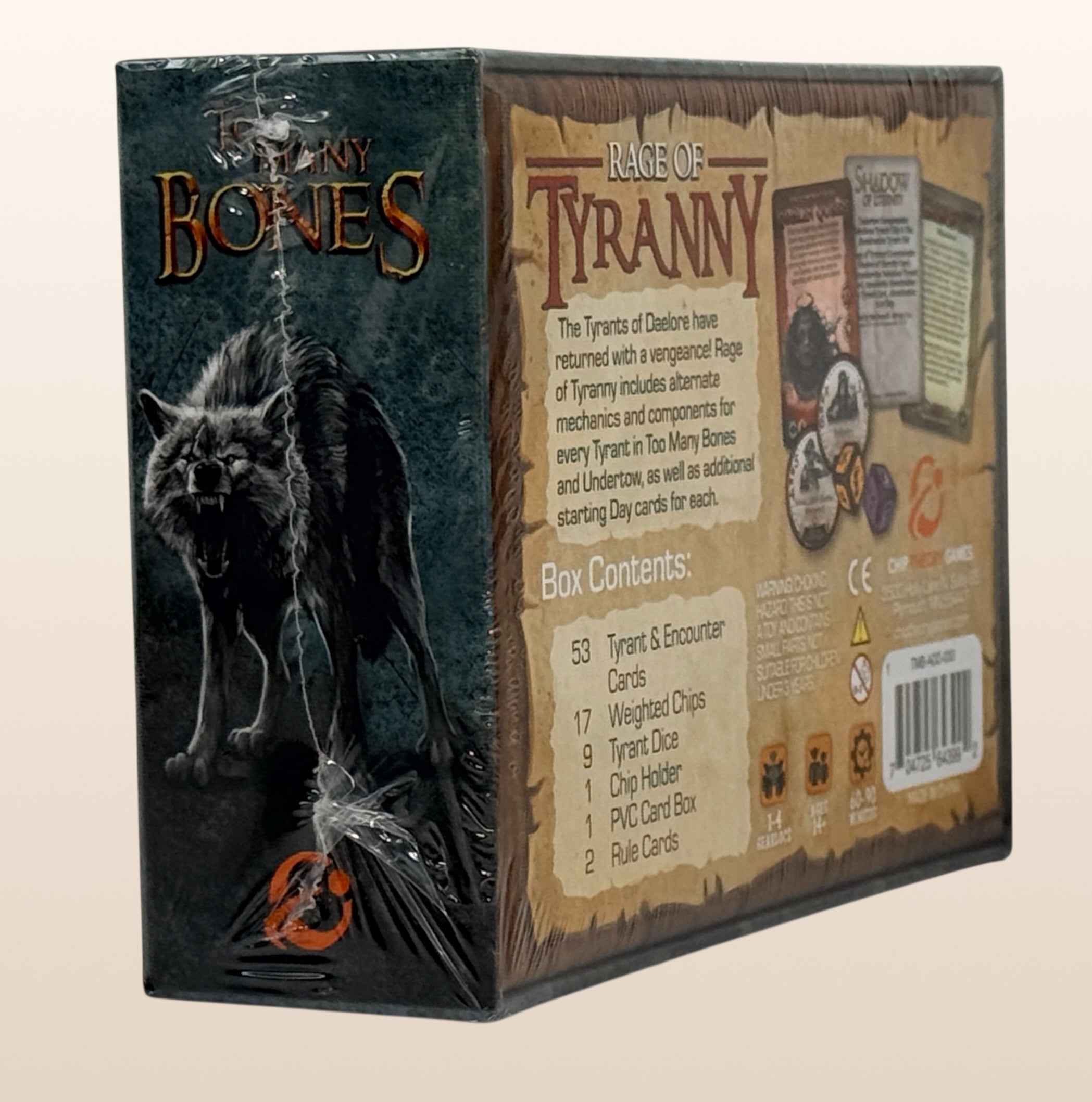 Too Many Bones Rage of Tyranny expansion sealed board game. Premium Chip Theory Games add-on with tyrants, dice, and chips. Expansion only, base game required.