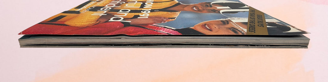 Vintage Vogue January 1991 fashion magazine. Original 90s editorial, ads, and style inspiration. Collectible glossy issue for fashion lovers and decor.