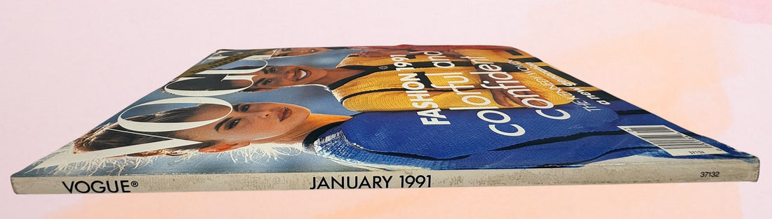 Vintage Vogue January 1991 fashion magazine. Original 90s editorial, ads, and style inspiration. Collectible glossy issue for fashion lovers and decor.