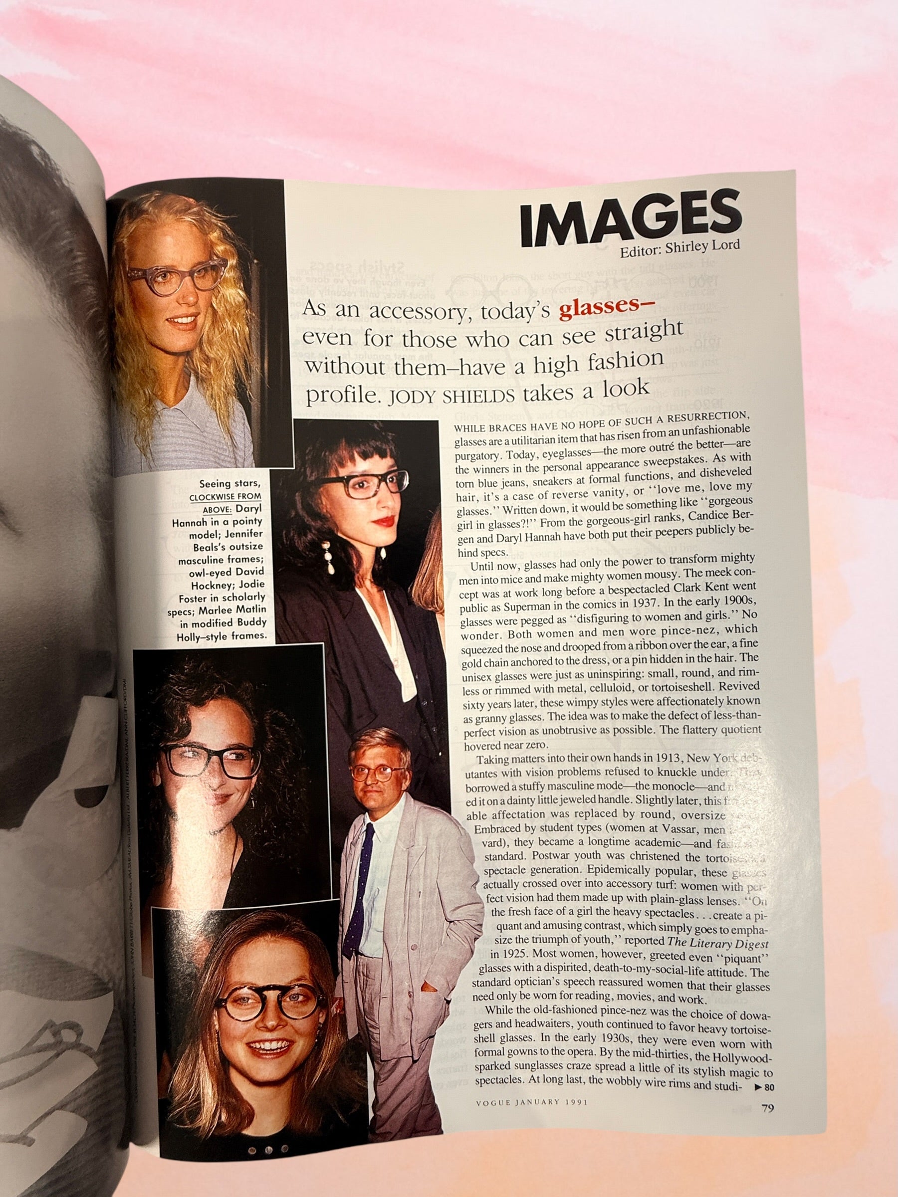 Vintage Vogue January 1991 fashion magazine. Original 90s editorial, ads, and style inspiration. Collectible glossy issue for fashion lovers and decor.