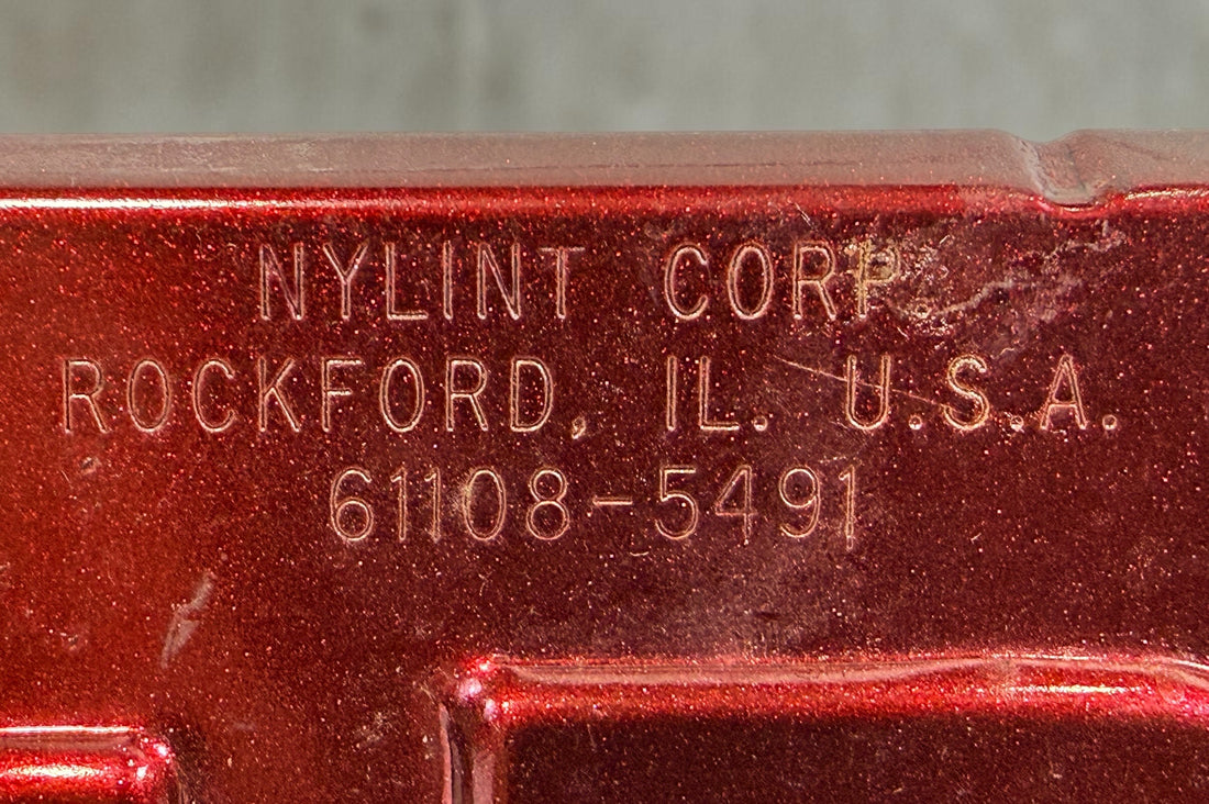 Vintage Nylint Stables Metal Muscle pressed-steel pickup truck, made in Rockford, Illinois, USA. Classic 1980s collectible toy with horse graphics.