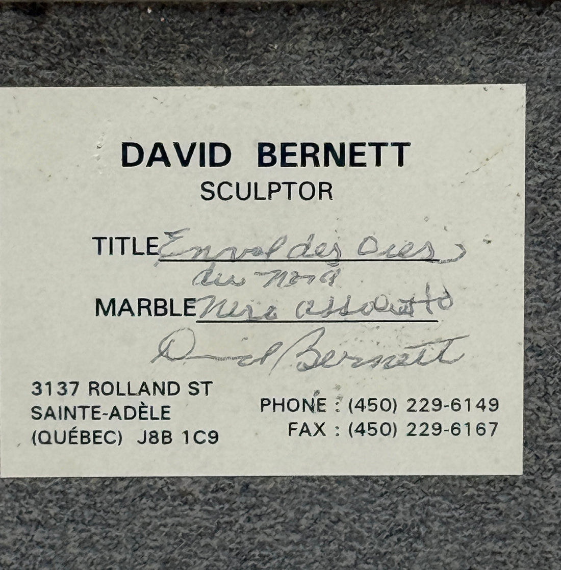 “Flight of the Marsh Geese” Marble Relief by Canadian Sculptor David Bernett – Signed, Noir Absolut Marble