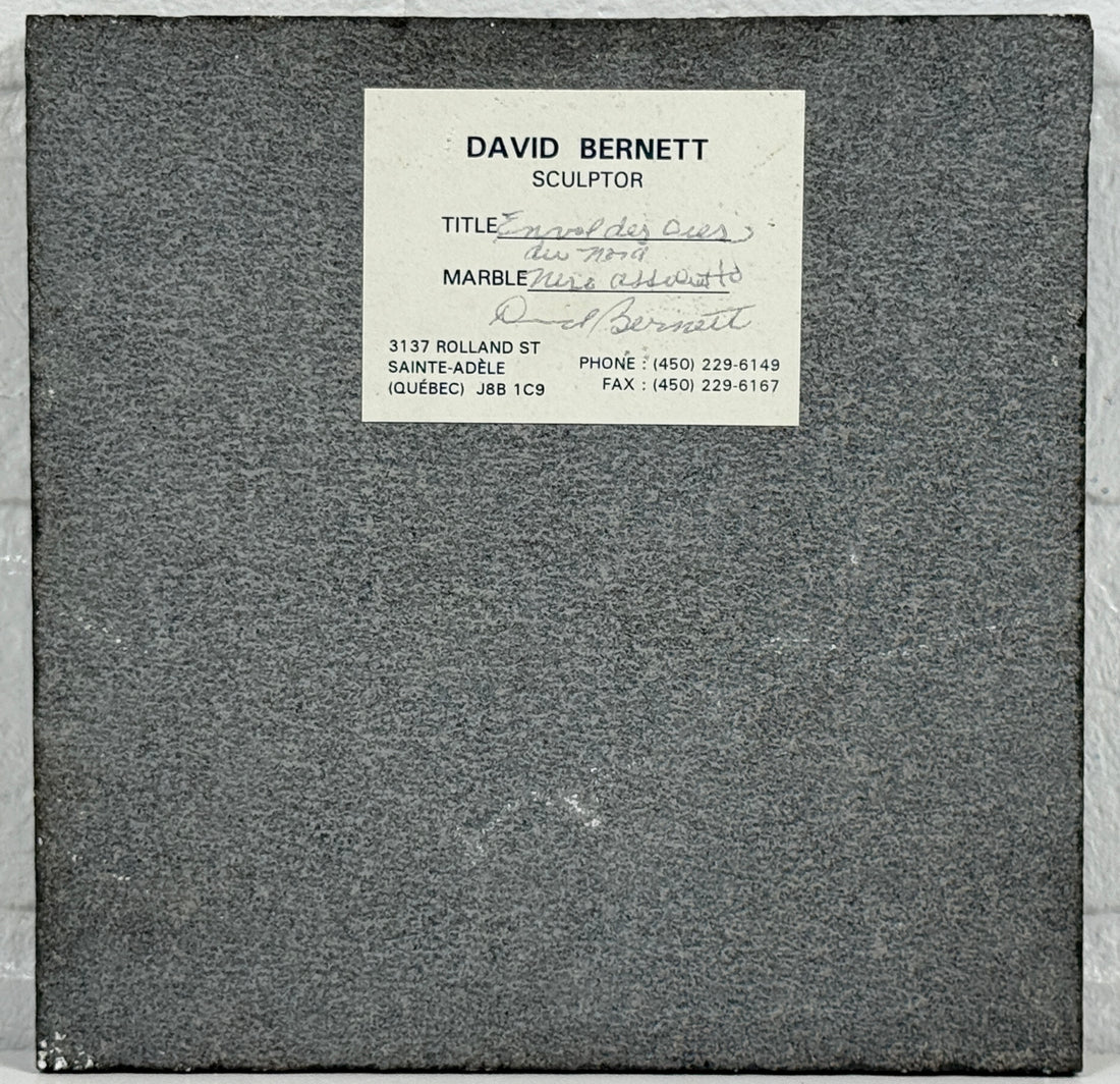 “Flight of the Marsh Geese” Marble Relief by Canadian Sculptor David Bernett – Signed, Noir Absolut Marble