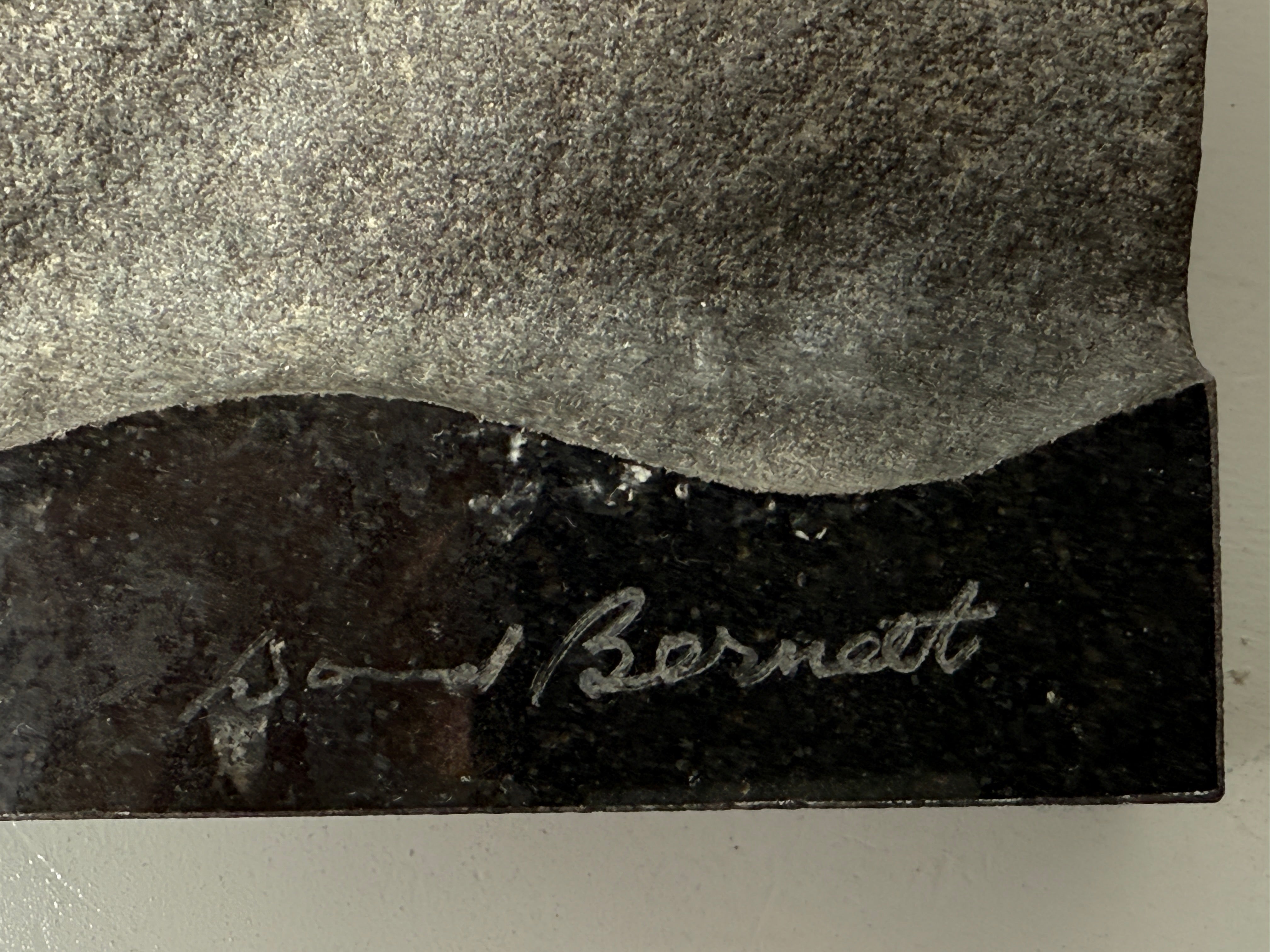 “Flight of the Marsh Geese” Marble Relief by Canadian Sculptor David Bernett – Signed, Noir Absolut Marble