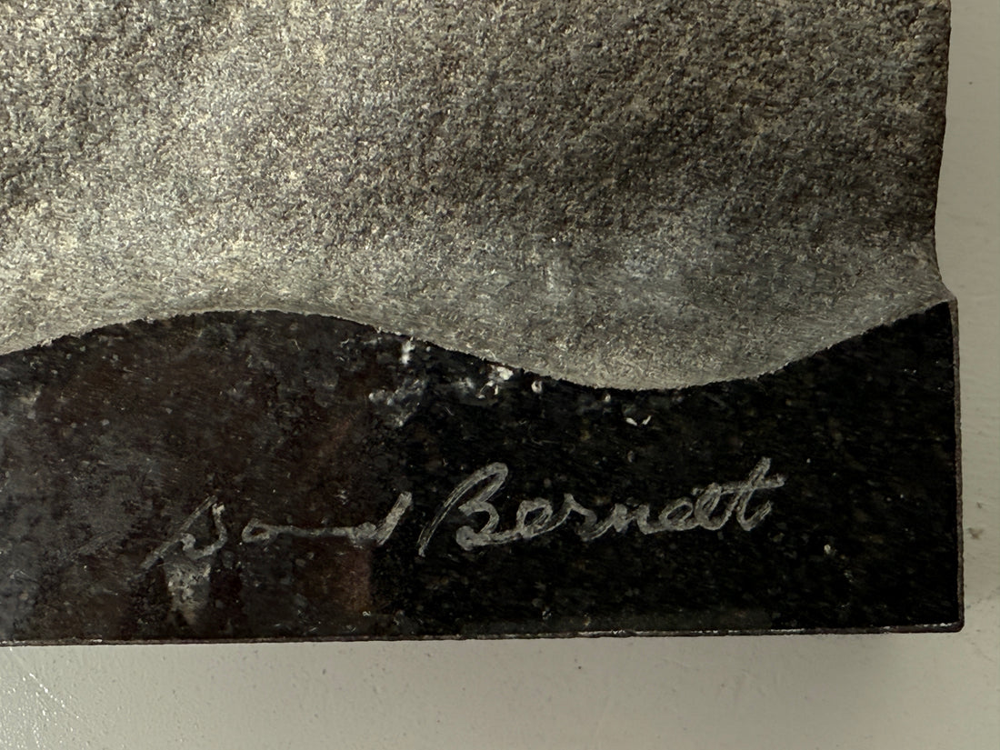 “Flight of the Marsh Geese” Marble Relief by Canadian Sculptor David Bernett – Signed, Noir Absolut Marble