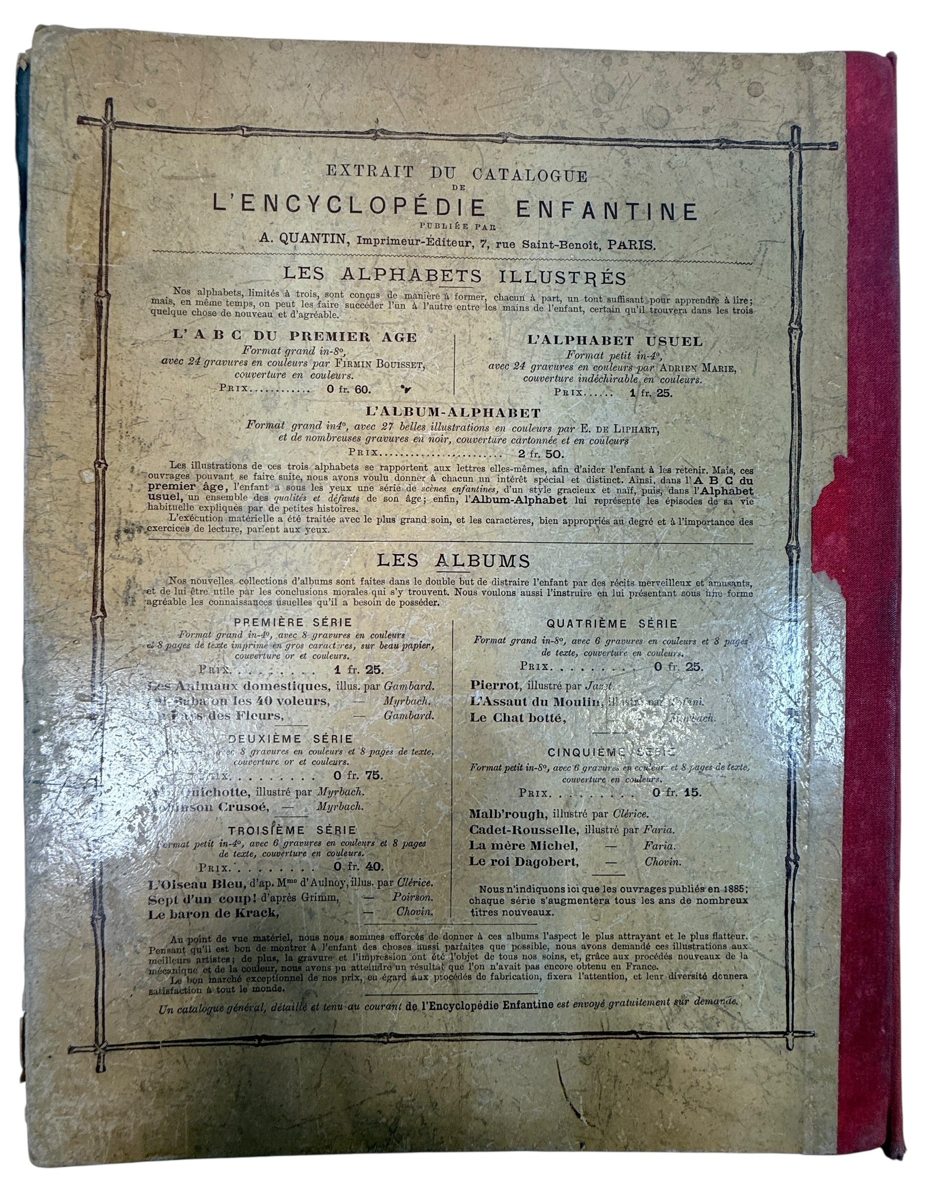 Antique French alphabet book Album Alphabet by E De Liphart Paris illustrated 19th century children’s primer collectible educational book vintage France.