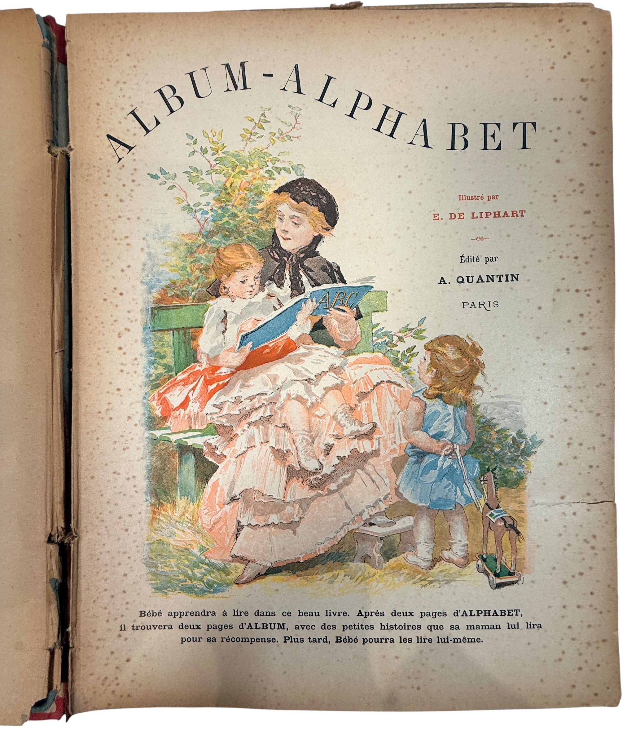 Antique French alphabet book Album Alphabet by E De Liphart Paris illustrated 19th century children’s primer collectible educational book vintage France.