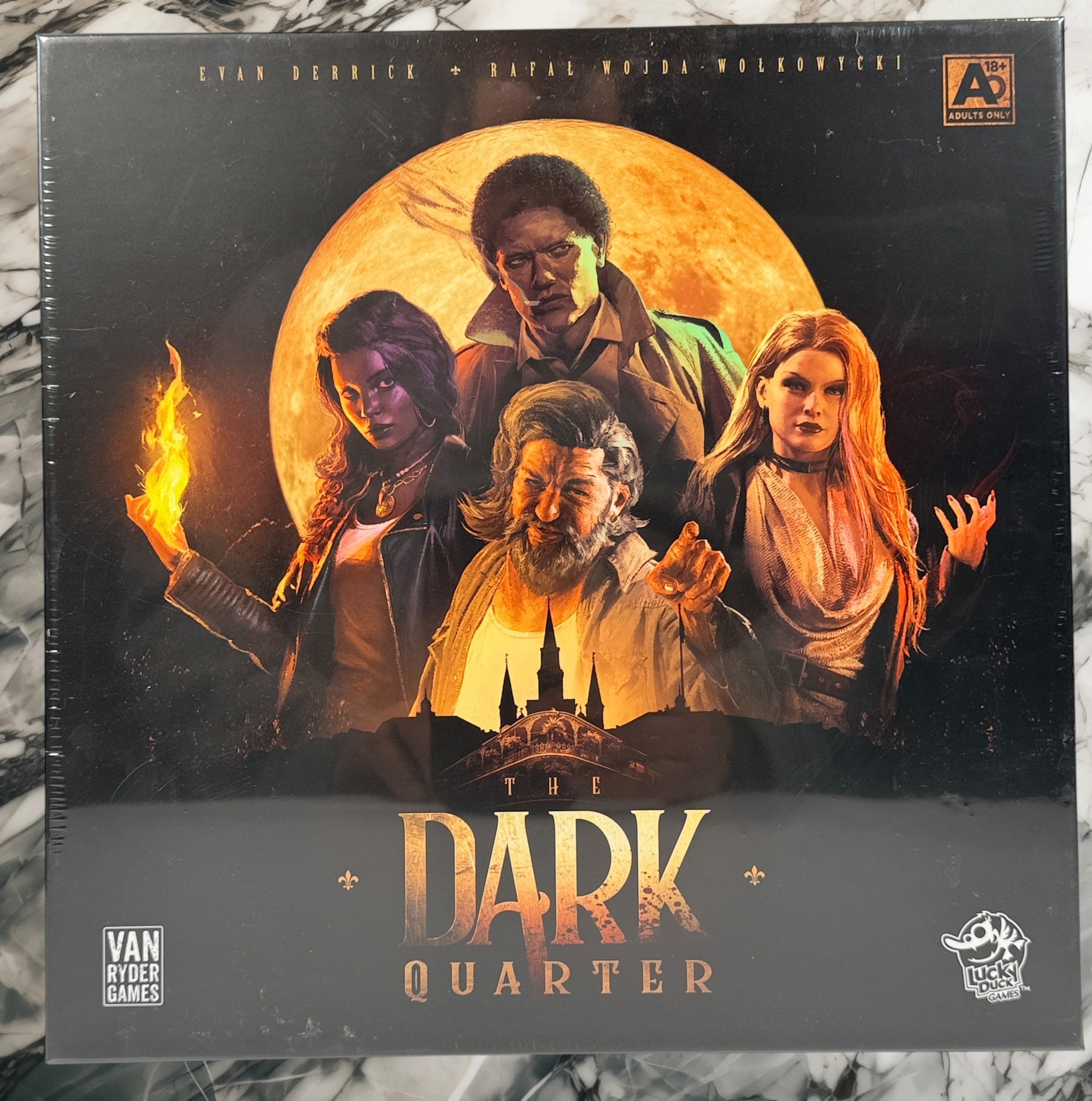 Sealed Dark Quarter board game cooperative horror hybrid app game by Van Ryder Games modern tabletop campaign collectible new retail condition.