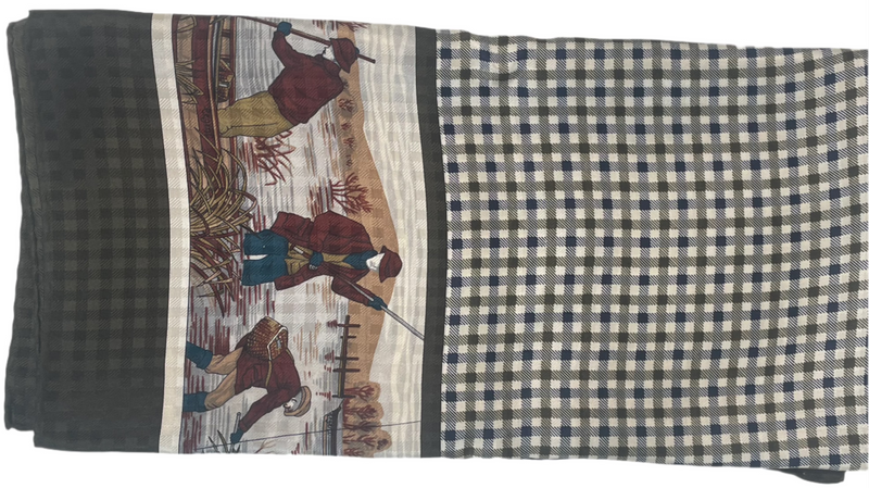 Vintage Aquascutum Silk Scarf, Outdoor Theme , Plaid Pattern