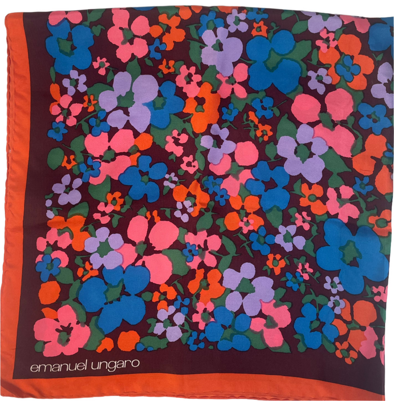 Vintage Emanuel Ungaro Silk Challis Floral Scarf