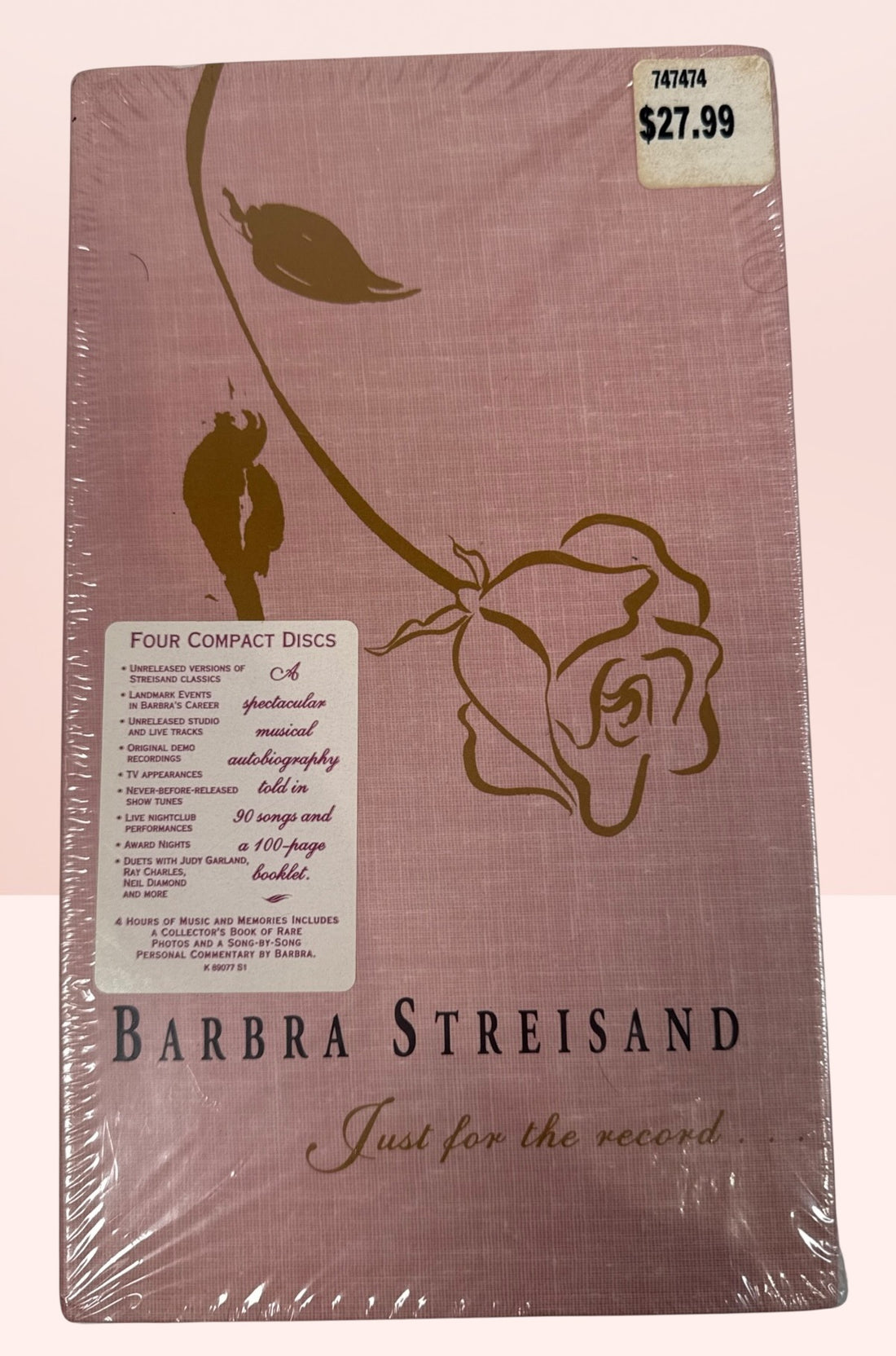 Sealed Barbra Streisand Just For The Record 4CD box set with booklet. Career retrospective with rare tracks, live recordings, and collector appeal.