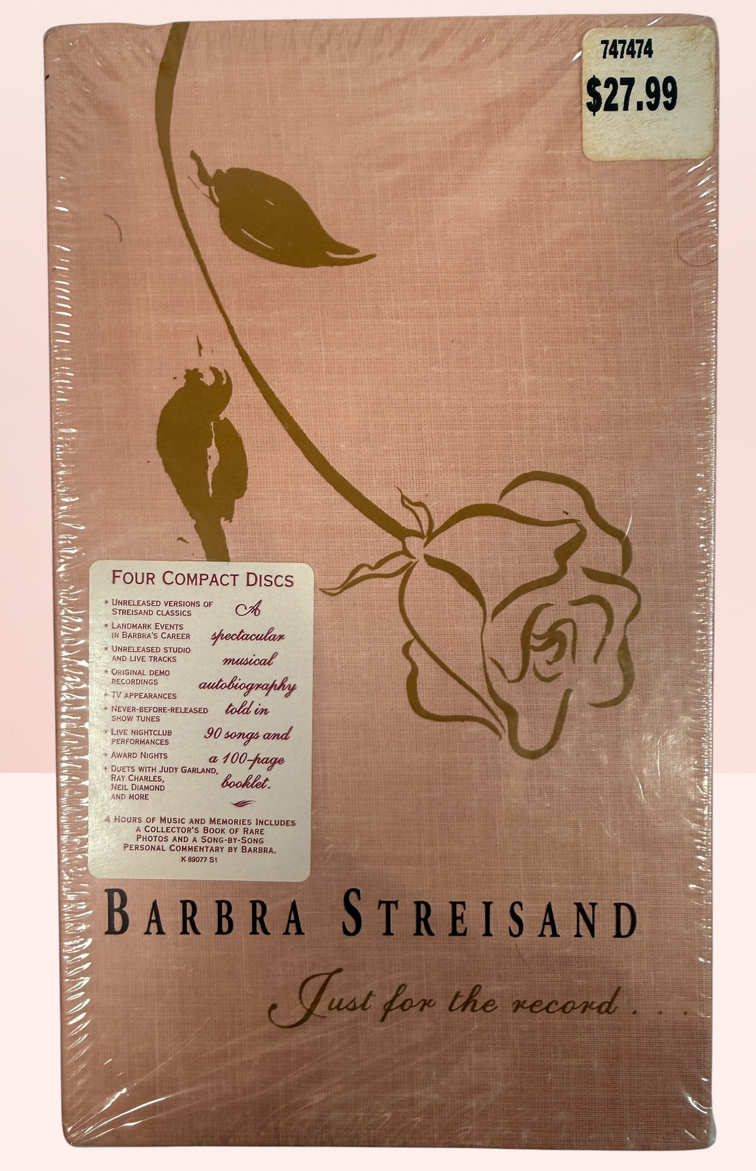 Sealed Barbra Streisand Just For The Record 4CD box set with booklet. Career retrospective with rare tracks, live recordings, and collector appeal.