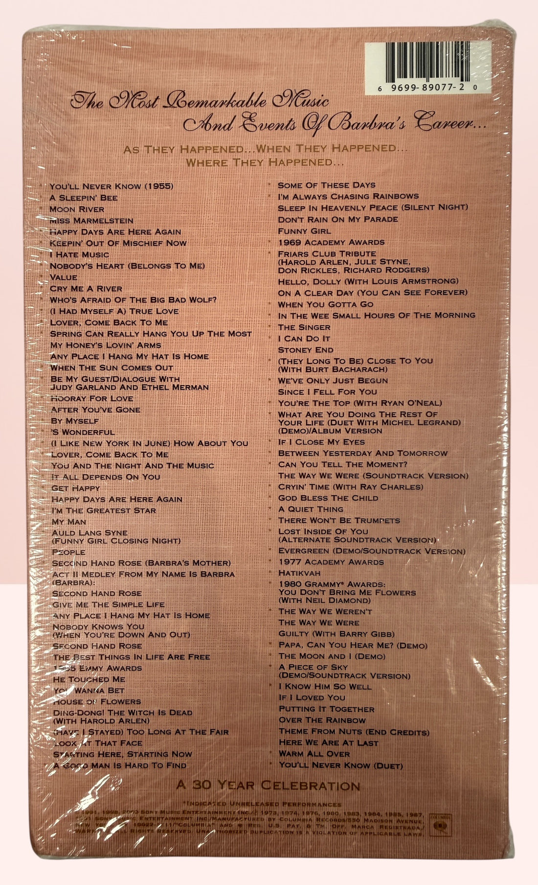 Sealed Barbra Streisand Just For The Record 4CD box set with booklet. Career retrospective with rare tracks, live recordings, and collector appeal.