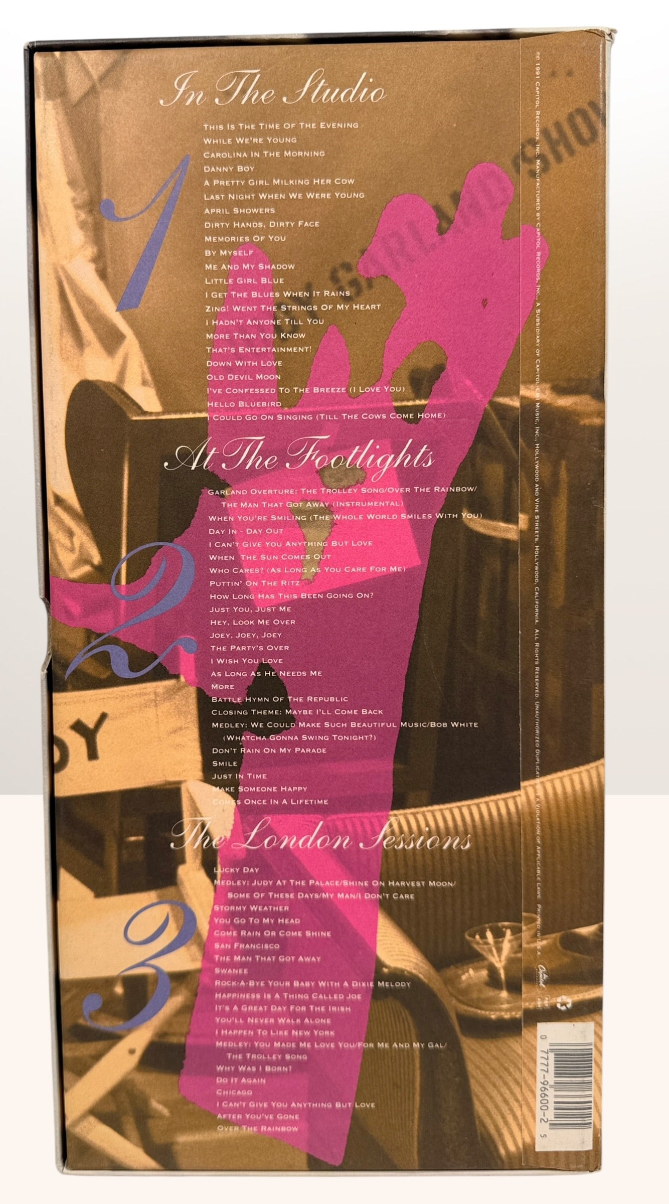 Vintage Judy Garland 3-CD box set Capitol Masters collection with classic studio and live recordings. Complete set with box, great nostalgic music gift.