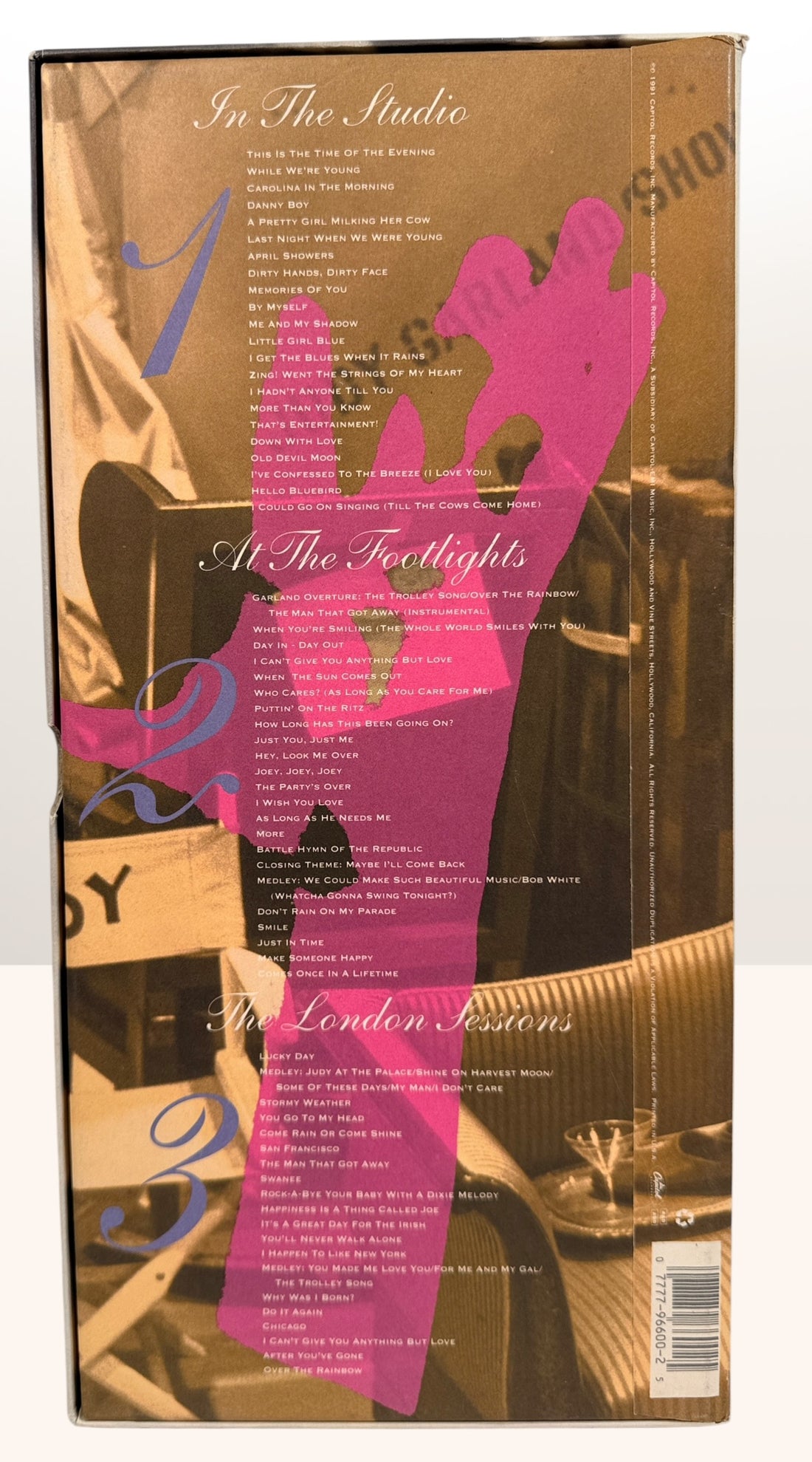 Vintage Judy Garland 3-CD box set Capitol Masters collection with classic studio and live recordings. Complete set with box, great nostalgic music gift.