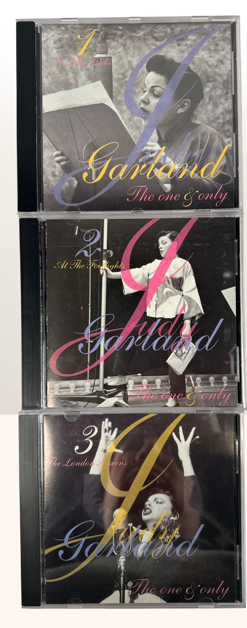 Vintage Judy Garland 3-CD box set Capitol Masters collection with classic studio and live recordings. Complete set with box, great nostalgic music gift.
