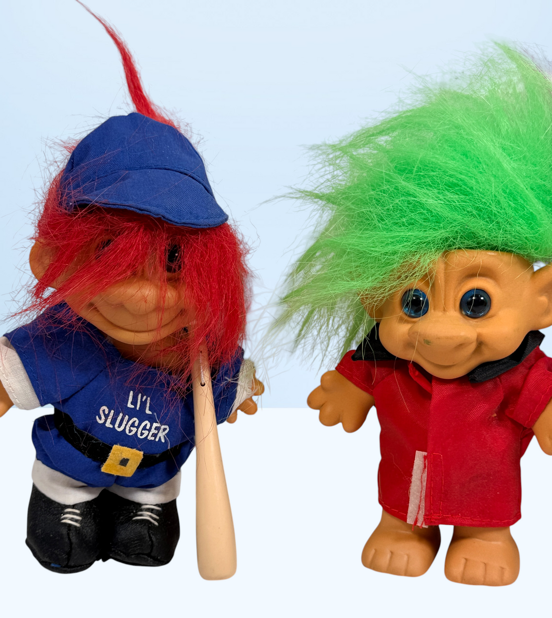 Vintage Troll doll collection with Canadiens, Expos, Patrick Roy, Kirk Muller, Russ Trolls and assorted sports and character figures.