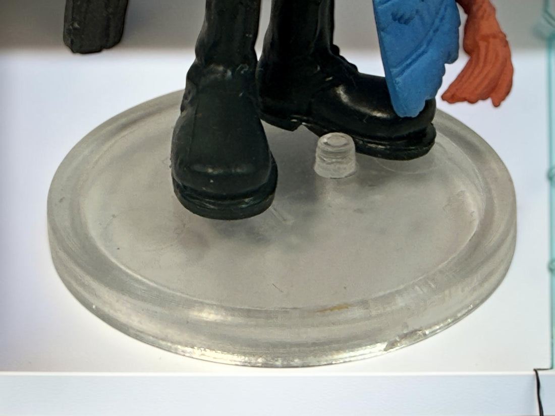 Final Fantasy lot of 10 miniature character figures with clear display stands, including Cloud and Aerith. Pre-owned collectible gaming figures.