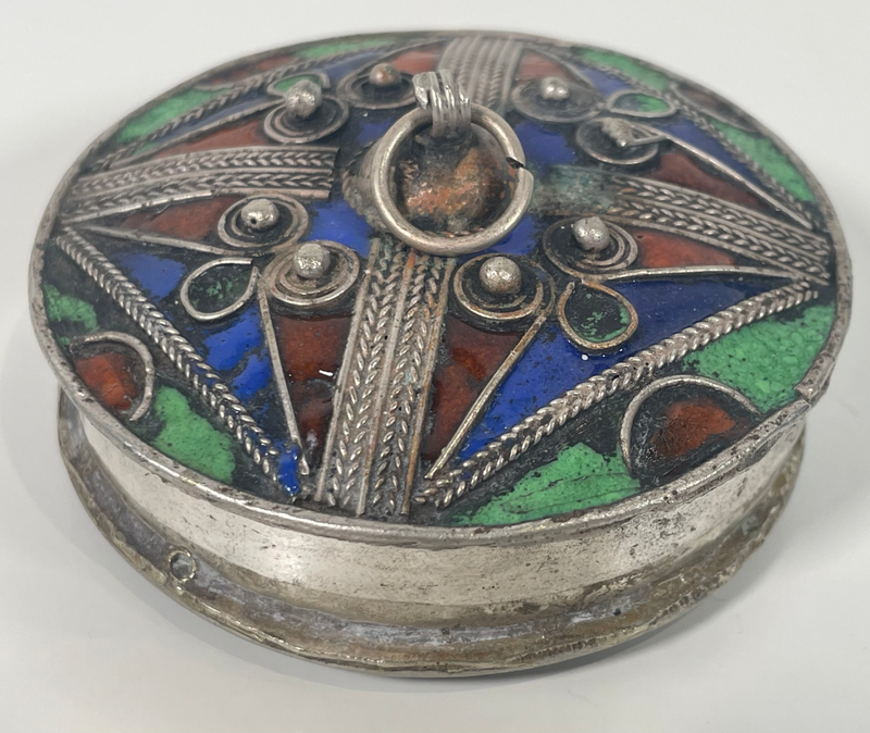 Decorative Jewelry - Trinket Enamel Box, Silver Plated