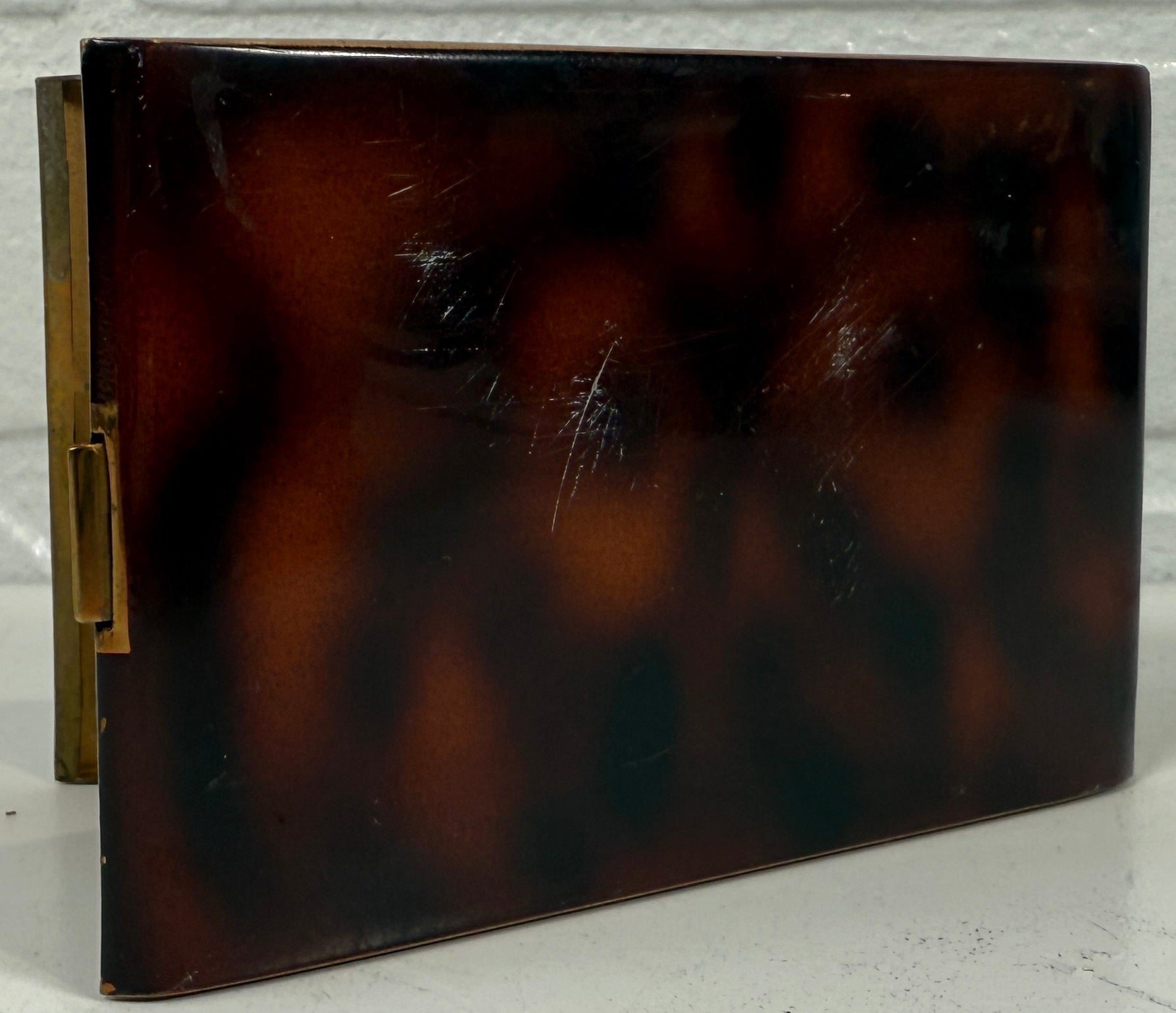 Vintage 1950s Faux Tortoiseshell Cigarette Case – Eiffel Tower Inlay – Paris Souvenir