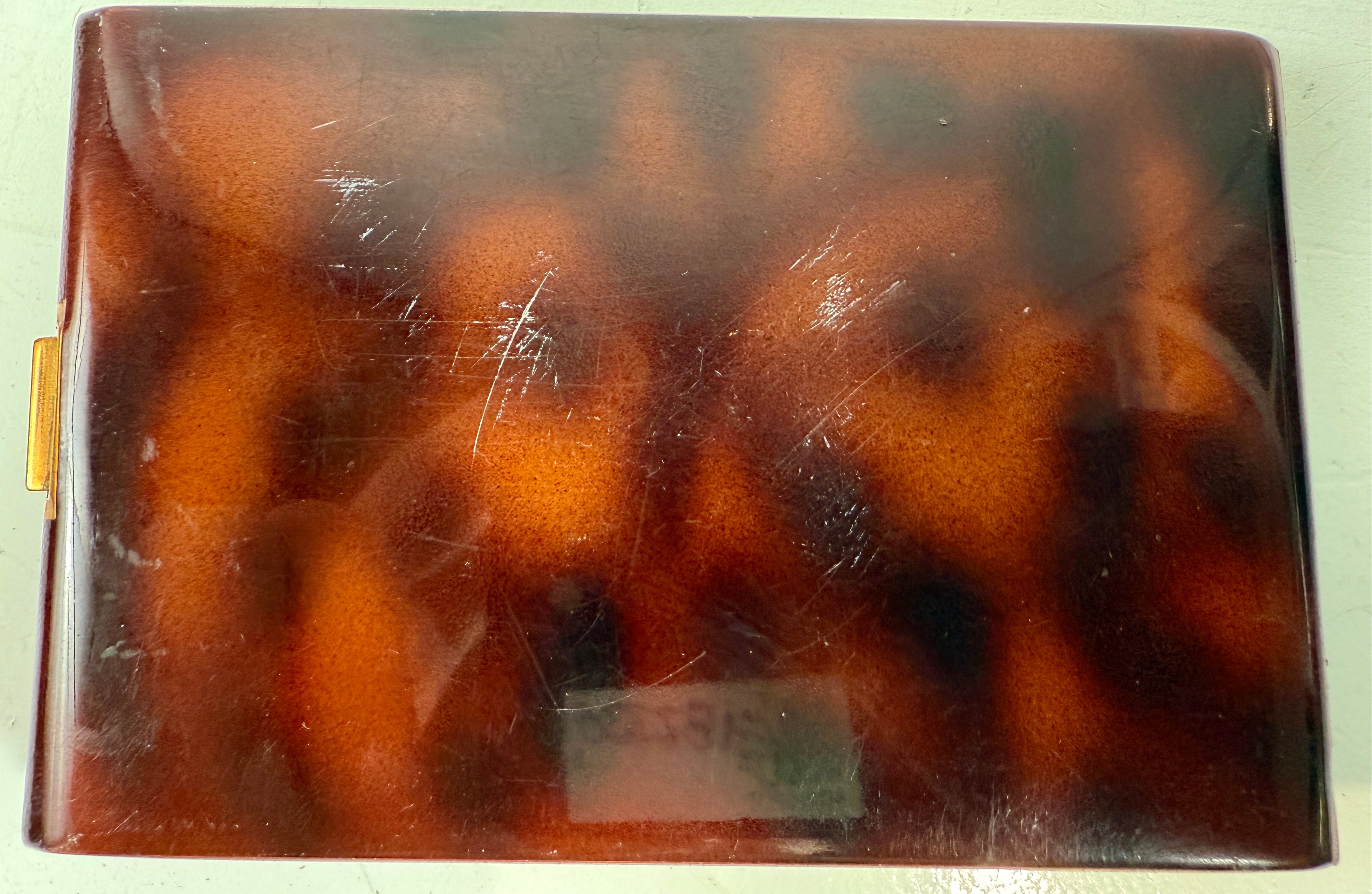 Vintage 1950s Faux Tortoiseshell Cigarette Case – Eiffel Tower Inlay – Paris Souvenir