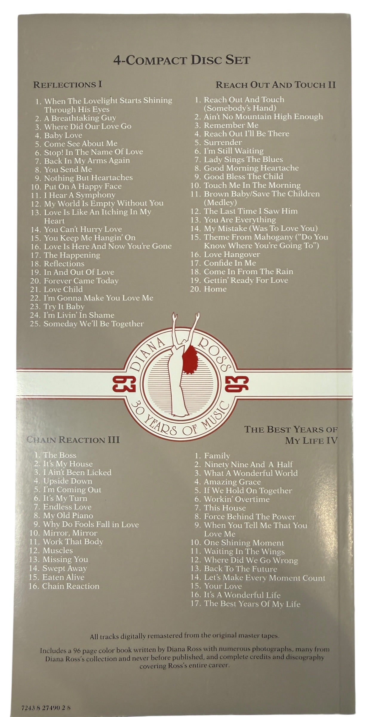 Vintage Diana Ross Musical Memoirs 4CD box set EMI 1993 complete with booklet and slipcase. Motown soul pop retrospective collectible music CD set.