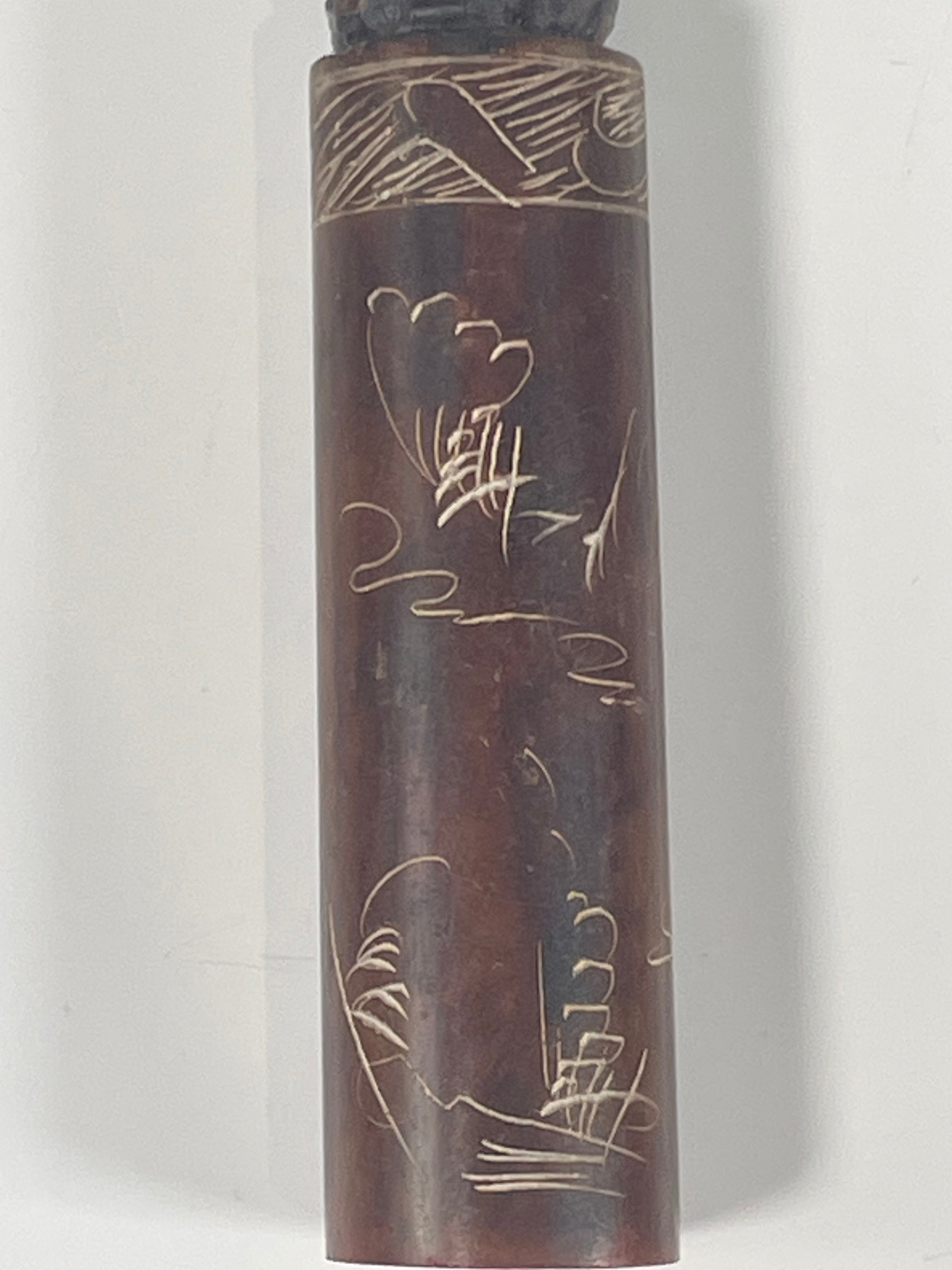 Antique Carved Stone Seal Chinese Signature Chop 19th Century Dragon Stamp