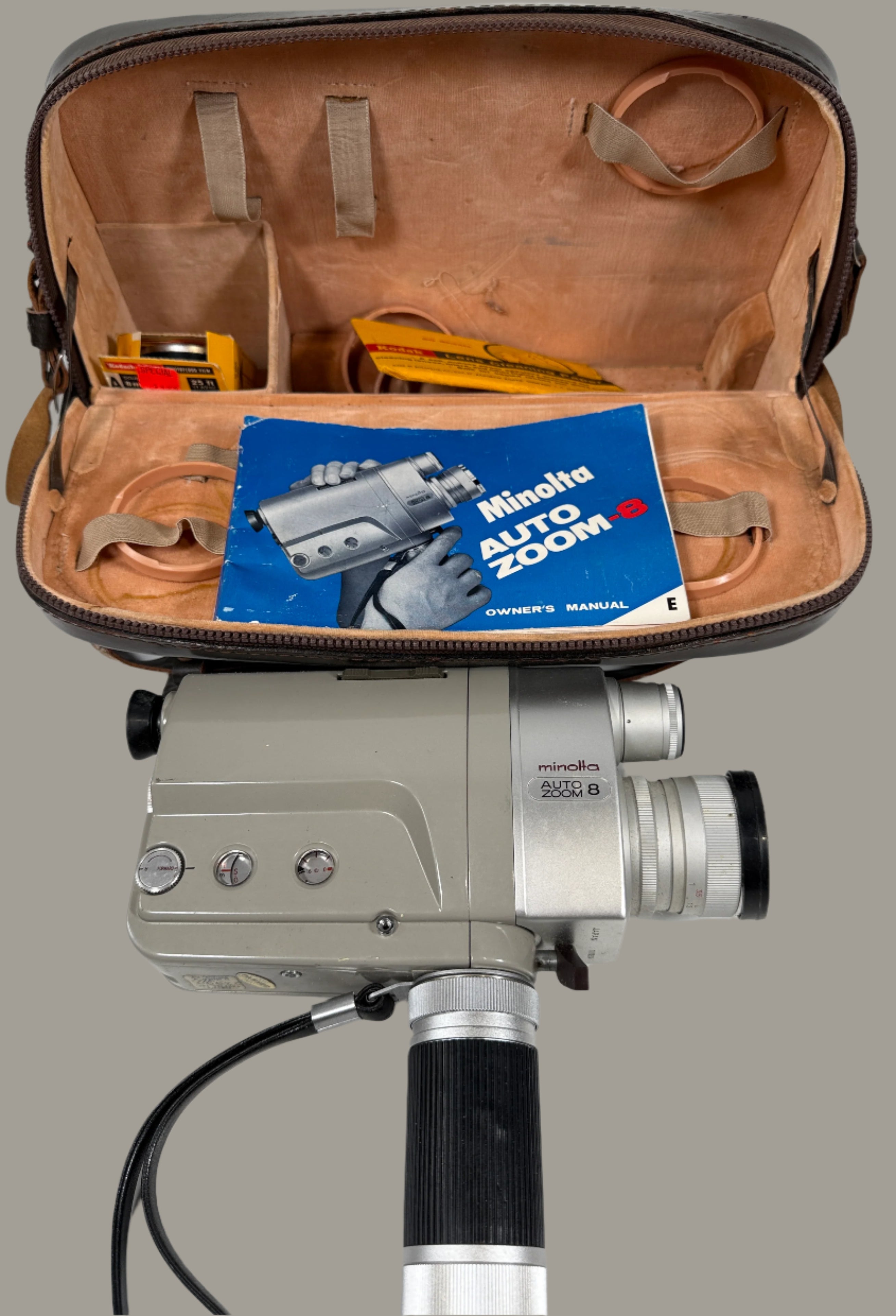 Vintage Minolta Auto Zoom 8 Movie Camera – Full Kit with Case & Manual