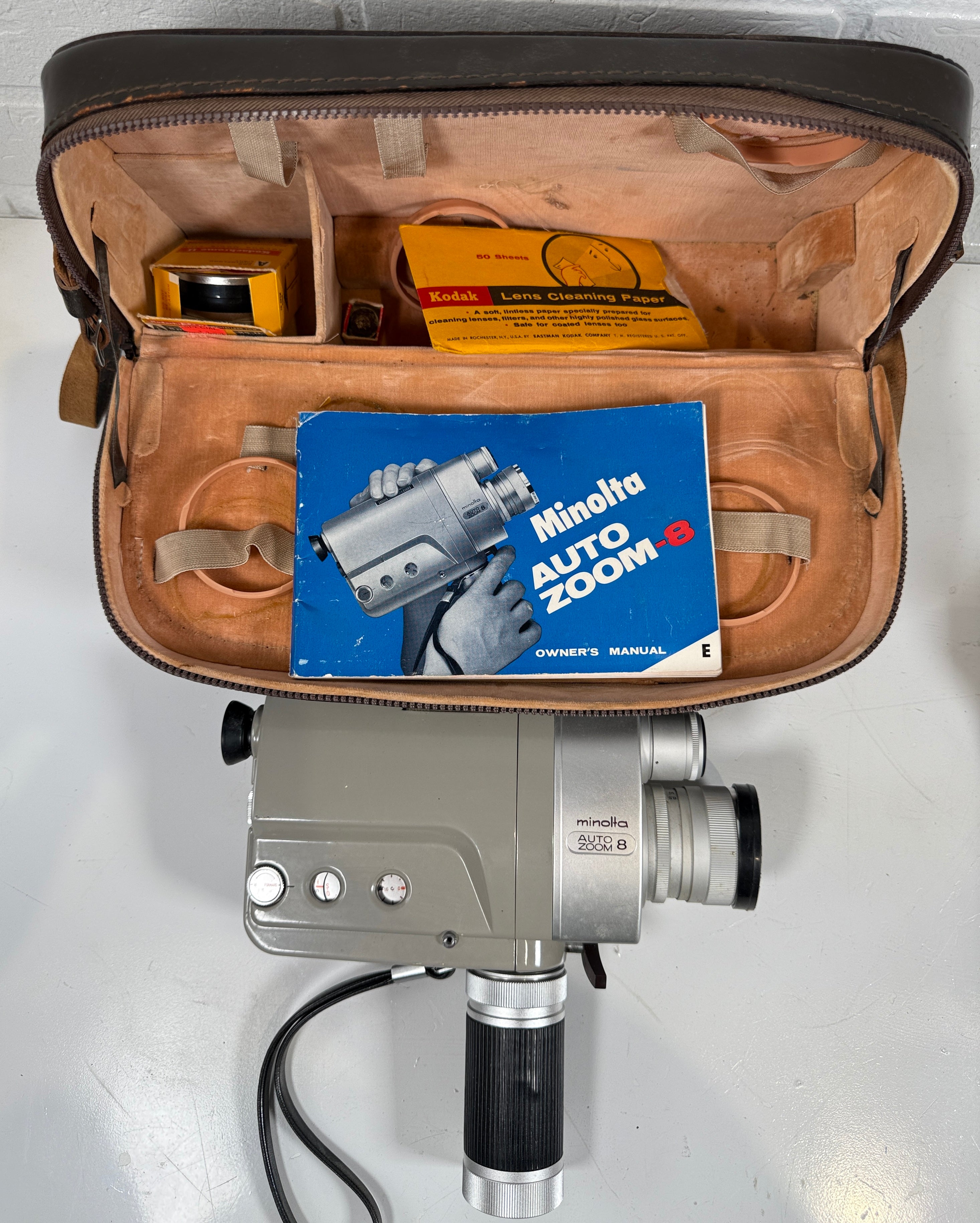 Vintage Minolta Auto Zoom 8 Movie Camera – Full Kit with Case & Manual