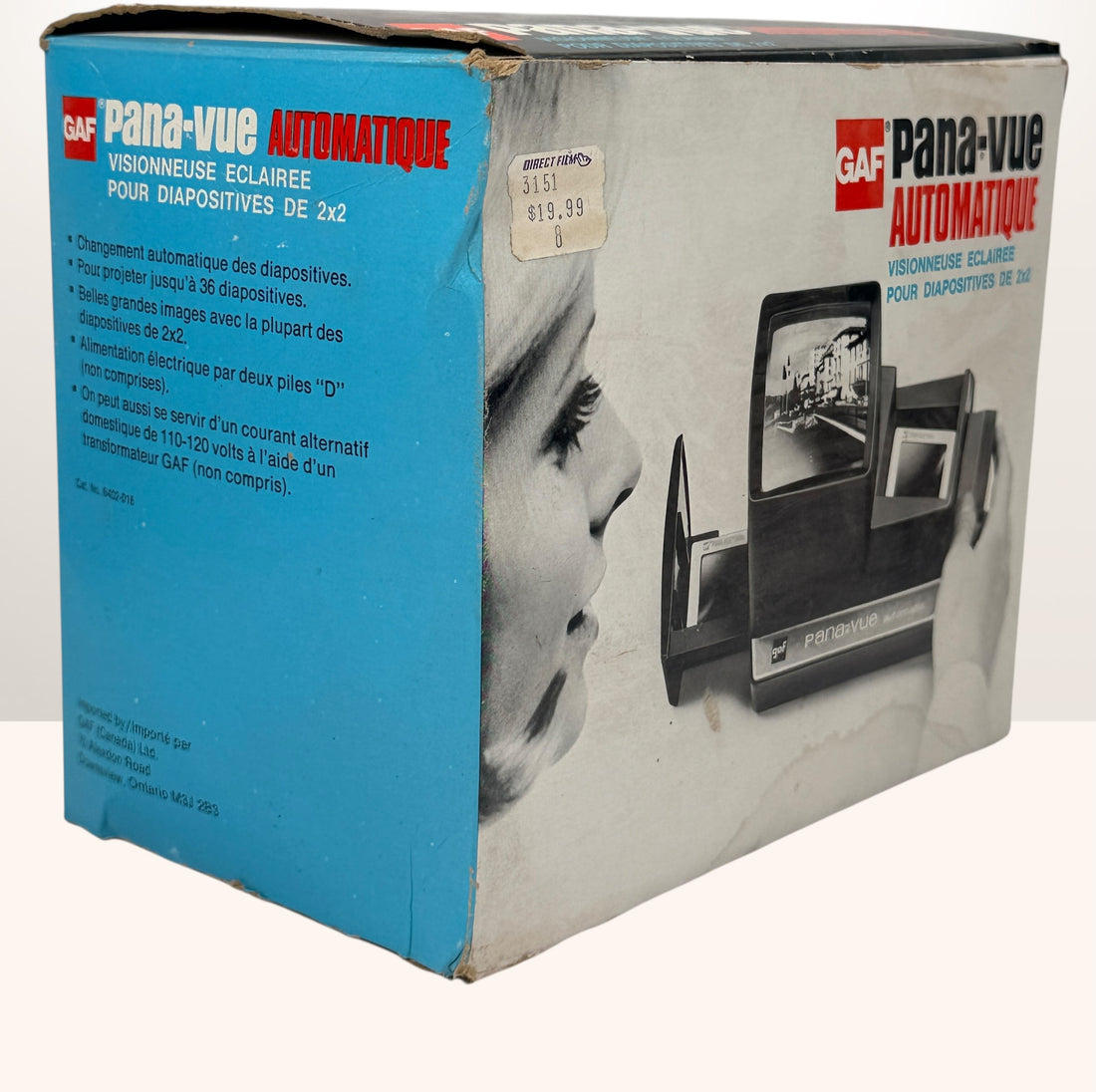 Vintage GAF Pana-Vue Automatic Slide Viewer, Lighted 2x2 Model.