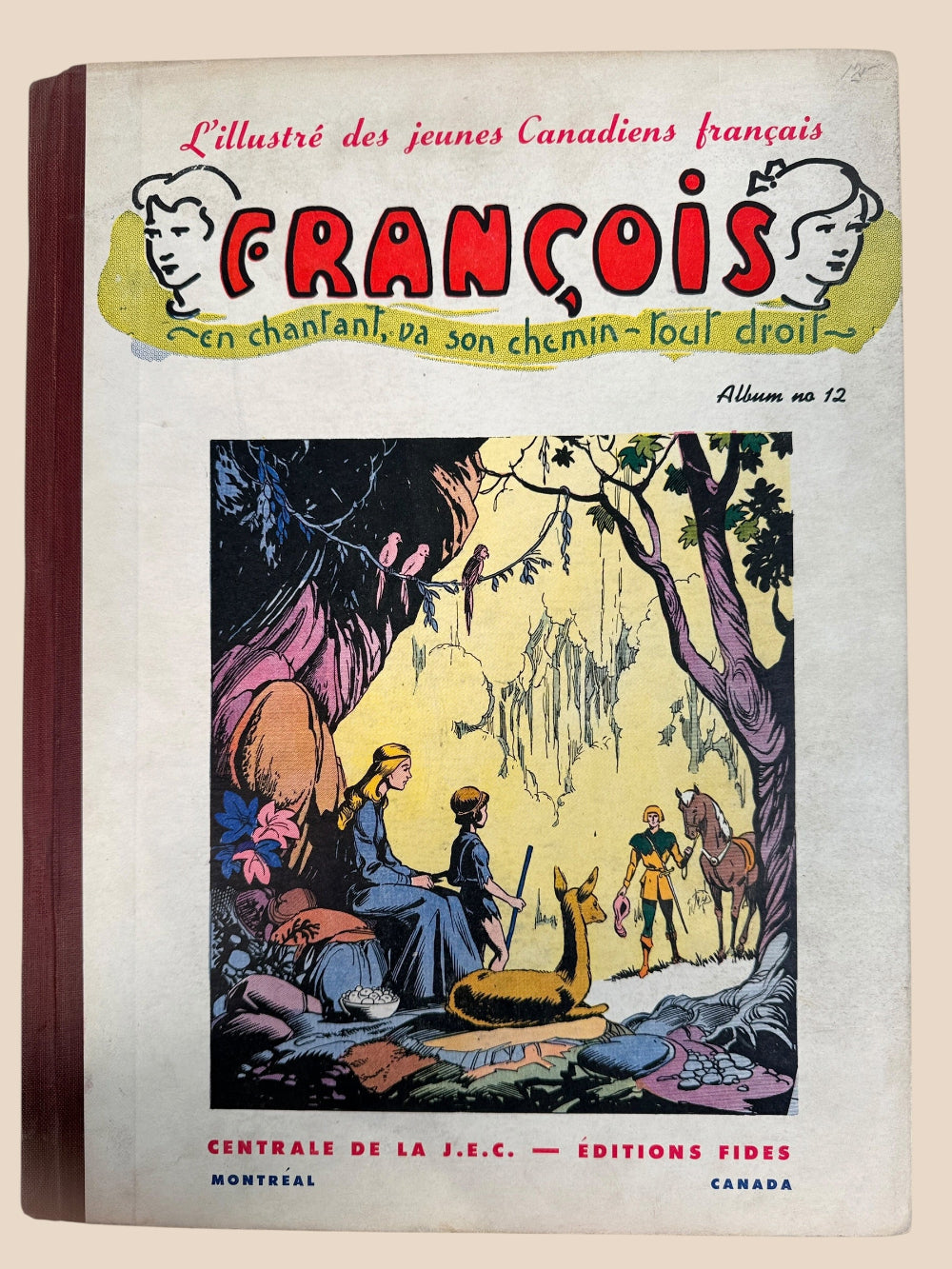 Vintage 1951 François Album No. 12 from Quebec, featuring French-Canadian comics, Maurice Richard, Jean Béliveau, history, sports and period illustrations.