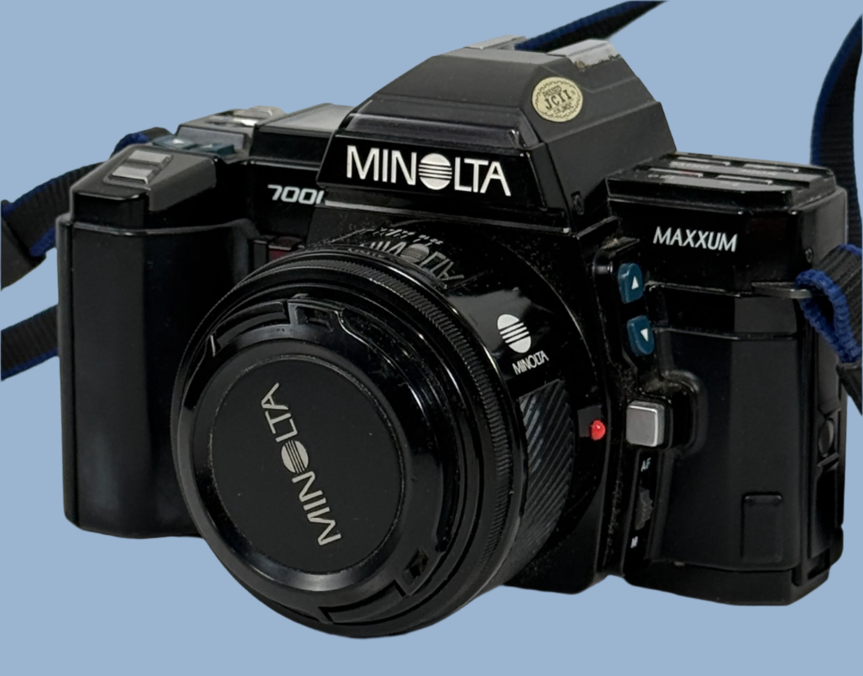 Appareil photo reflex Minolta Maxxum 7000 35 mm avec objectif AF 50 mm f/1,7 + étui en cuir Minolta d'origine – Non testé