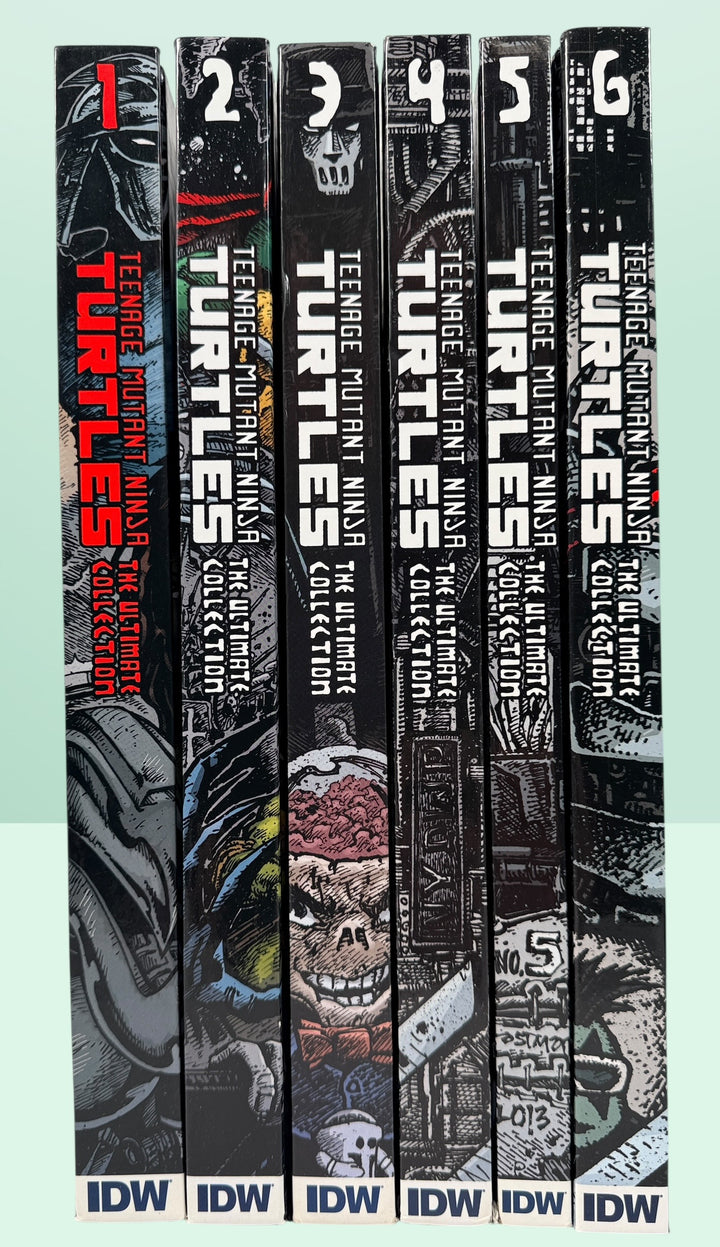 Teenage Mutant Ninja Turtles Ultimate Collection Vol 1–6 hardcover set. Complete IDW TMNT Mirage comics collection, collectible graphic novels in excellent condition.