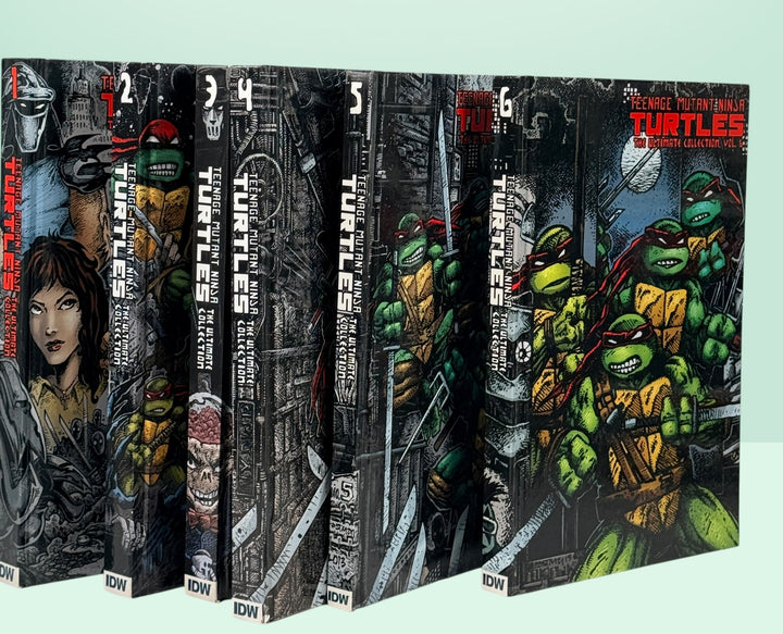 Teenage Mutant Ninja Turtles Ultimate Collection Vol 1–6 hardcover set. Complete IDW TMNT Mirage comics collection, collectible graphic novels in excellent condition.