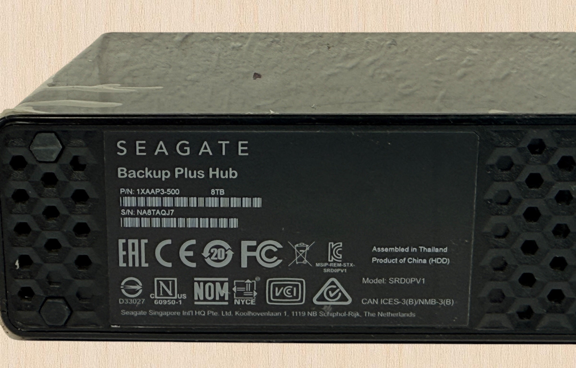 Seagate Backup Plus Hub 8TB external HDD, tested and working. USB 3.0 with dual USB hub ports. Drive only; power supply and cables not included.