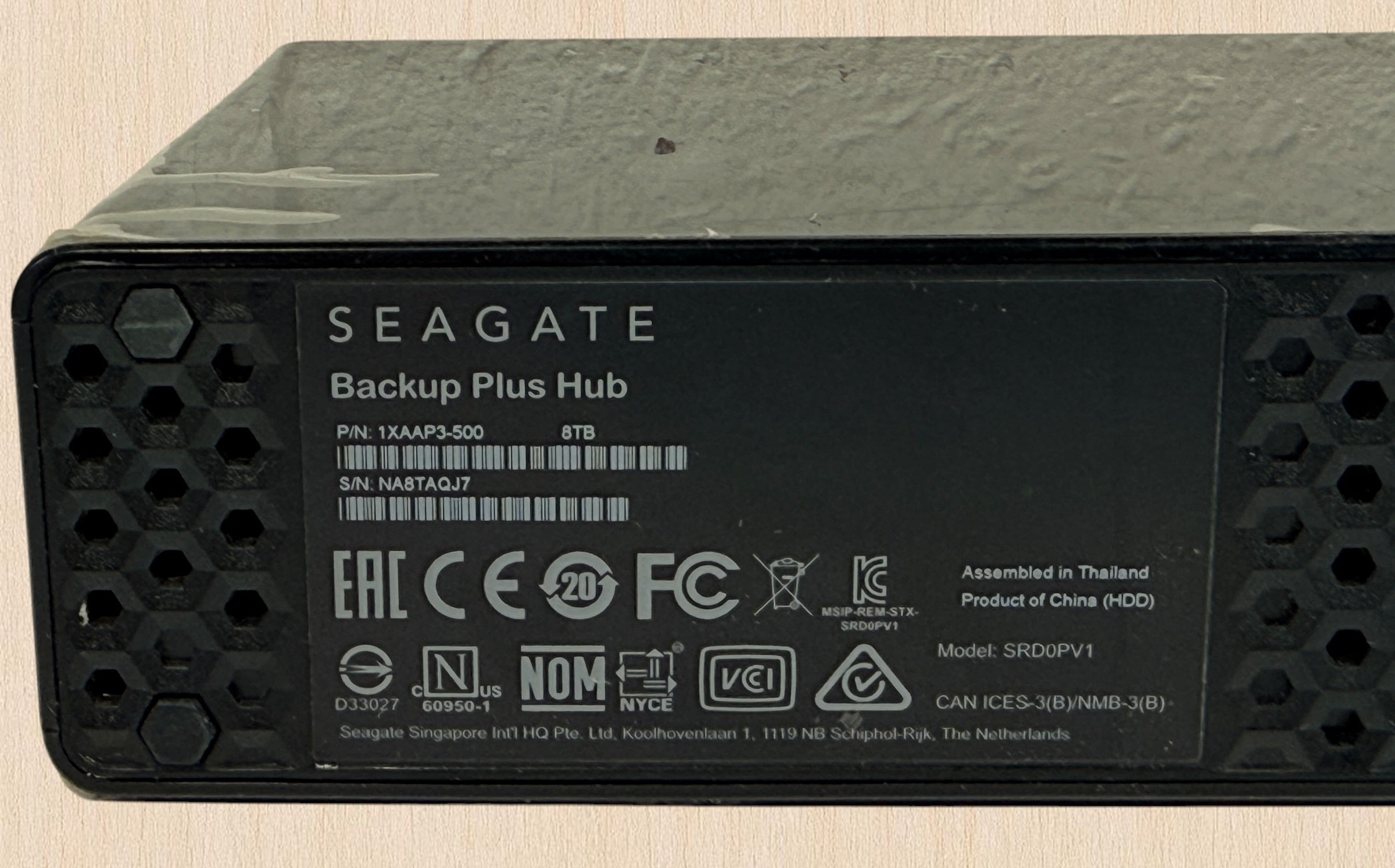 Seagate Backup Plus Hub 8TB external HDD, tested and working. USB 3.0 with dual USB hub ports. Drive only; power supply and cables not included.