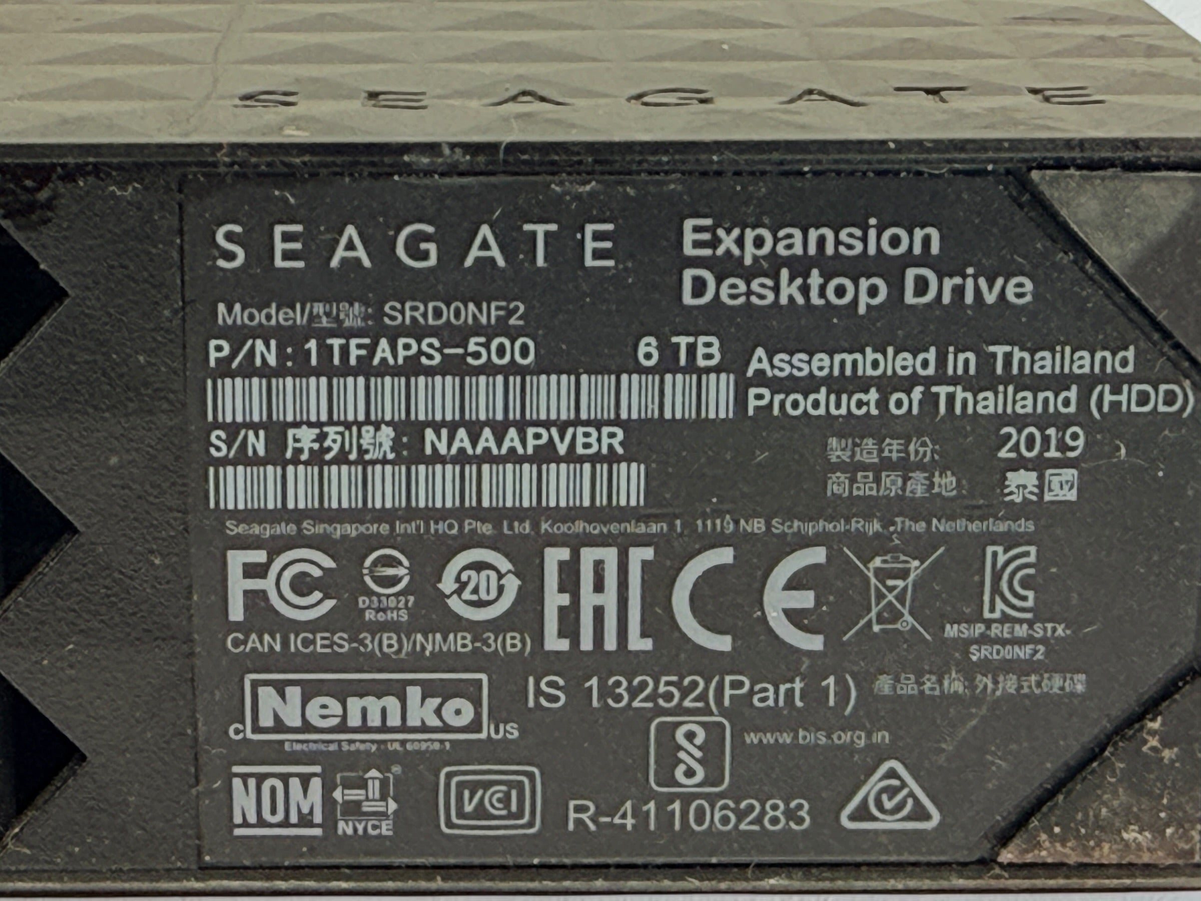 Seagate Expansion 6TB external desktop hard drive SRD0NF2. Tested and working. Drive only; power adapter and USB cable not included.
