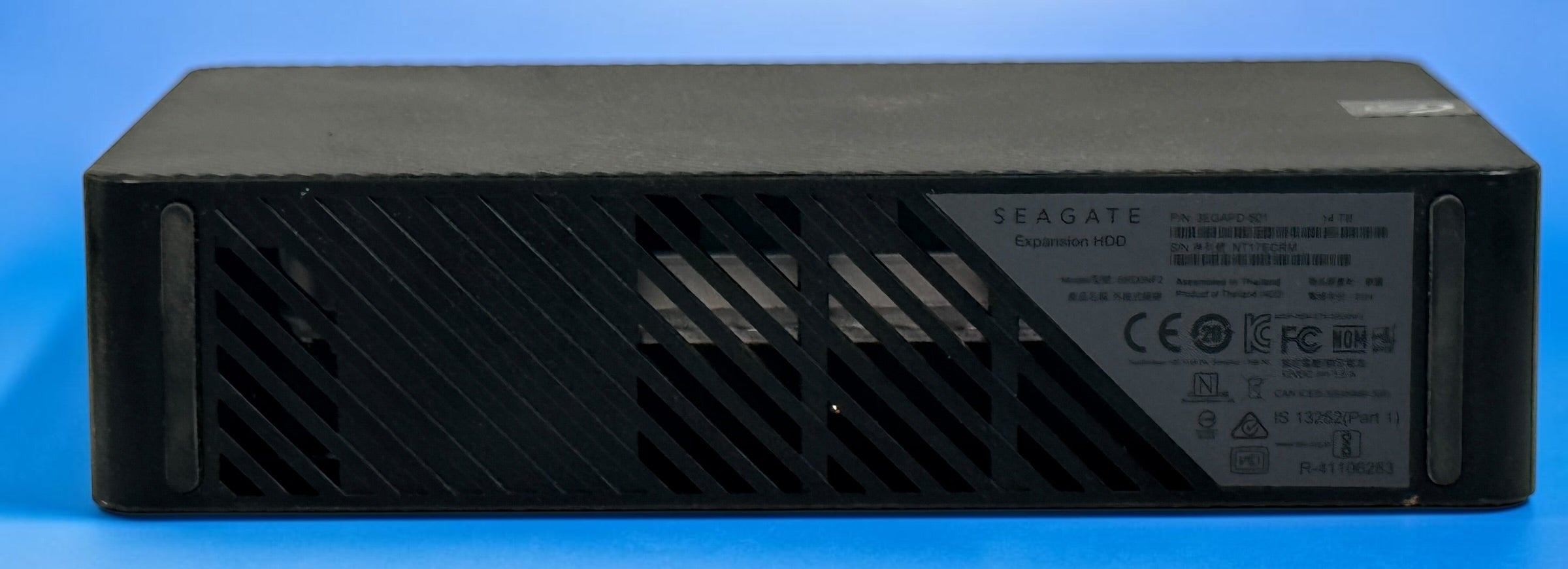 Tested Seagate Expansion 14TB external HDD, model SRD0NF2. 2024 high-capacity desktop storage drive. HDD only; cables and power adapter not included.