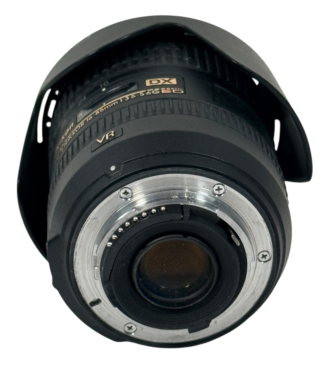 Nikon AF-S DX 16-85mm VR zoom lens for Nikon DSLR cameras. Stabilized versatile lens with strong resale demand, sharp optics, and reliable autofocus performance.
