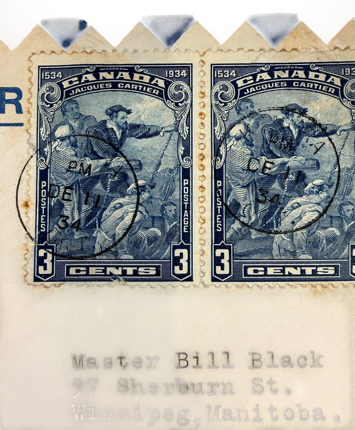 Set of three sealed 1930s Canadian first flight airmail covers, Ontario aviation postal history collectibles with original stamps, cancels and cachets.