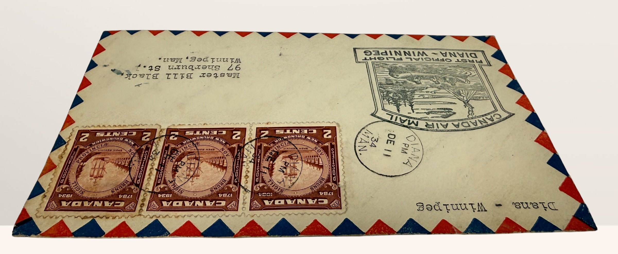 1934–1936 Canadian First Flight Airmail Covers, Ontario Routes, Set Of Three.
